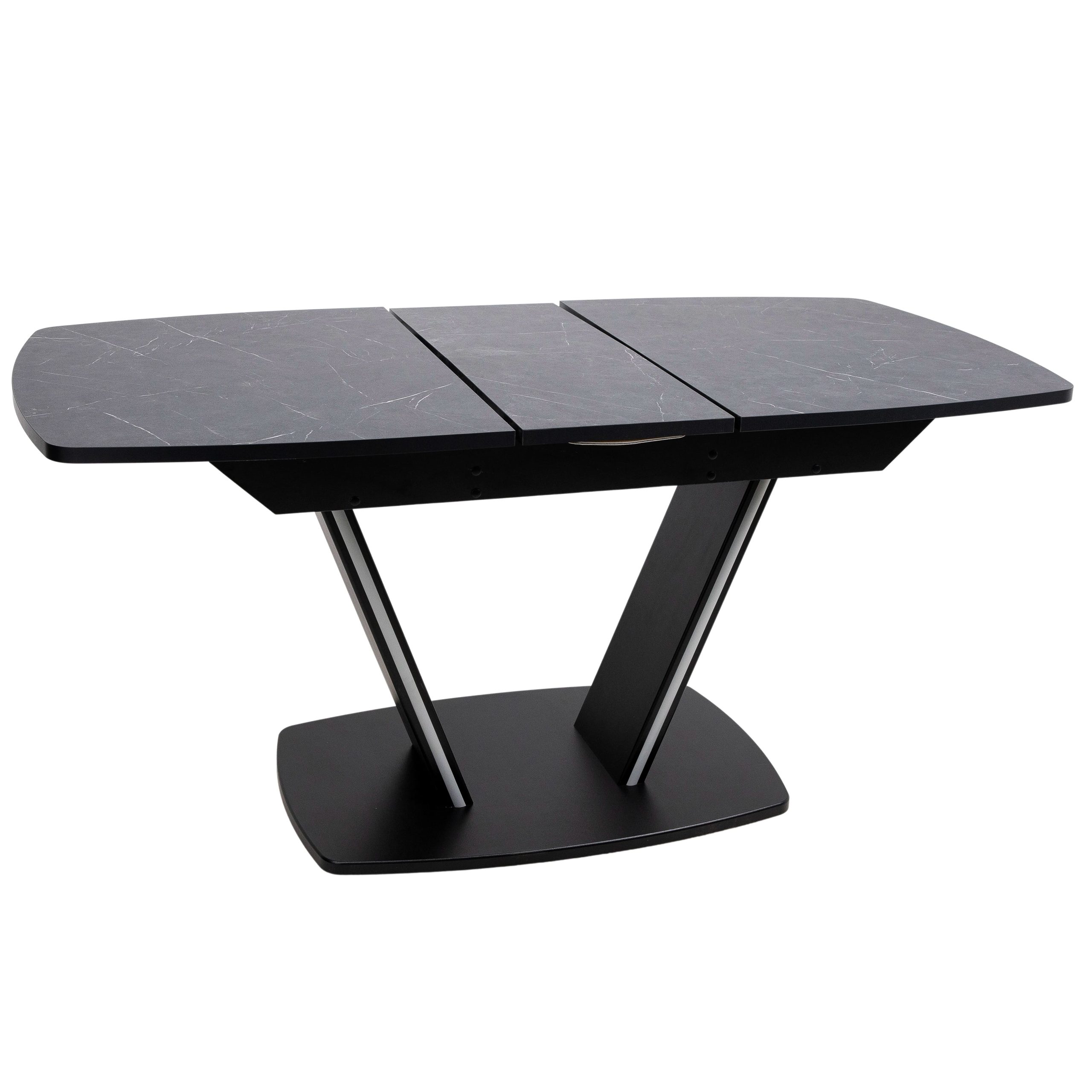 Стол ДРЕЗДЕН, пластик премиум 1300(1615)*800, Камень черный/Черный
