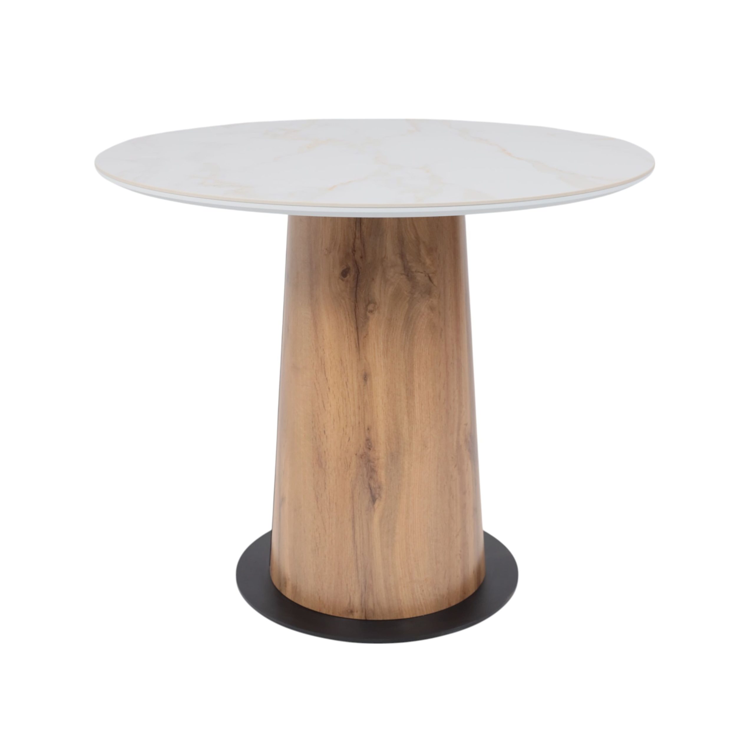 Стол AV 2317, МДФ+керамика, нераздвижной 900 белый, глянцевый CARLA LARKIN/черный+HPL Дуб Вотан