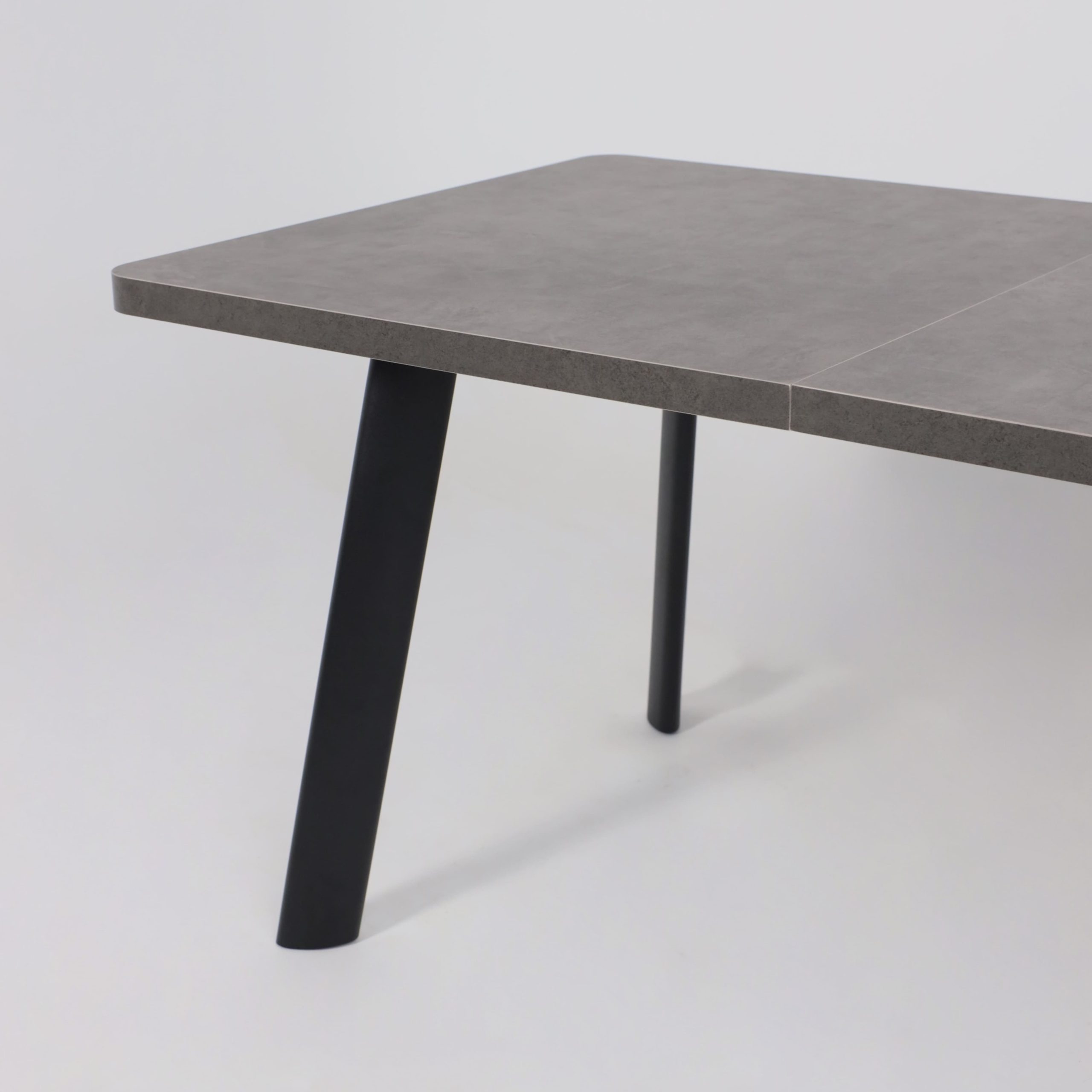 Стол LEON LUX RADIAL-160, раздвижной 160(205)х90, Дымчатая керамика/Чёрный