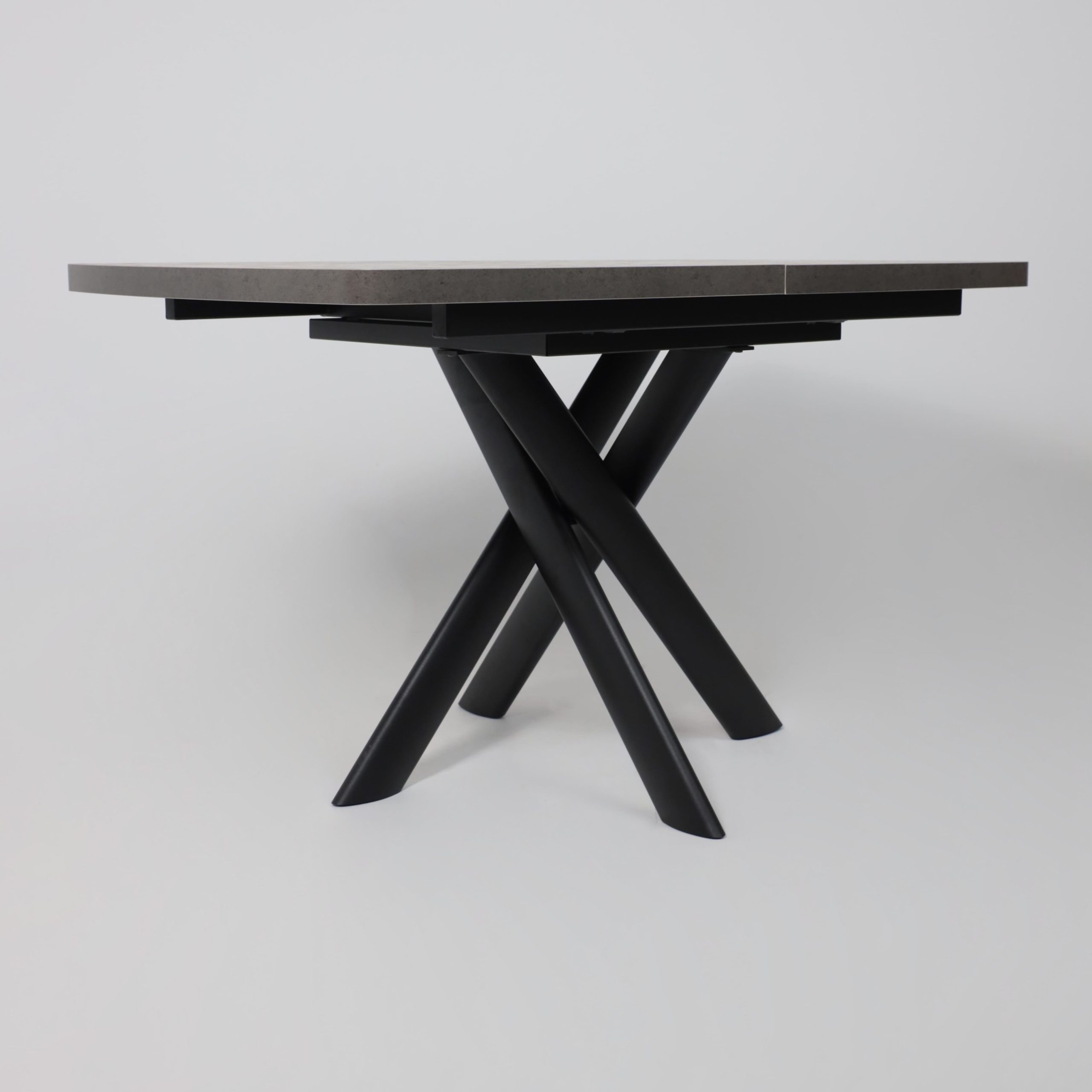 Стол LEONEL-130, раздвижной 130(165)х85, Дымчатая керамика/Черный