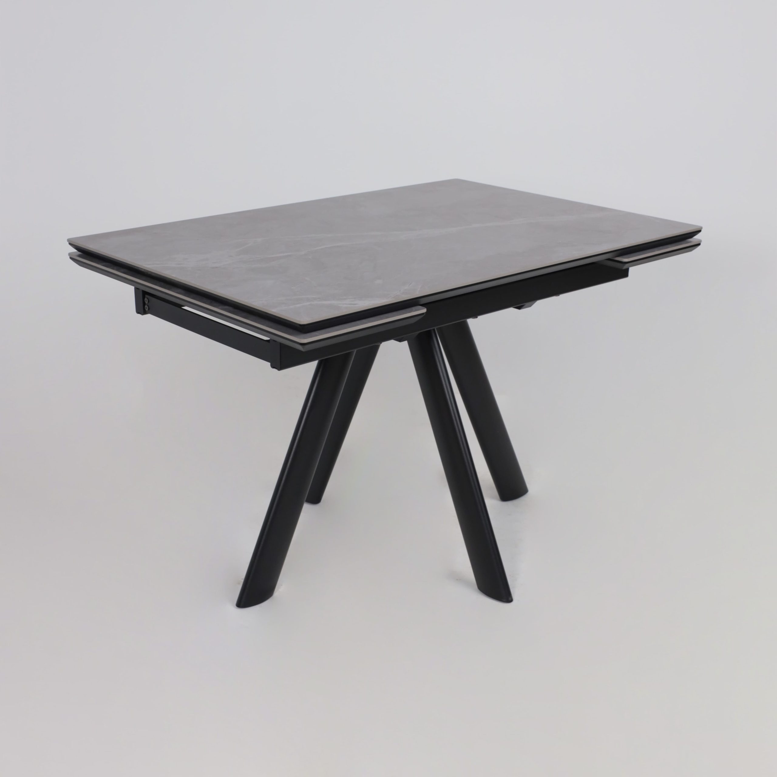 Стол JACK-120, раздвижной 120(30+30)х80, STONE GREY ST CER/Черный