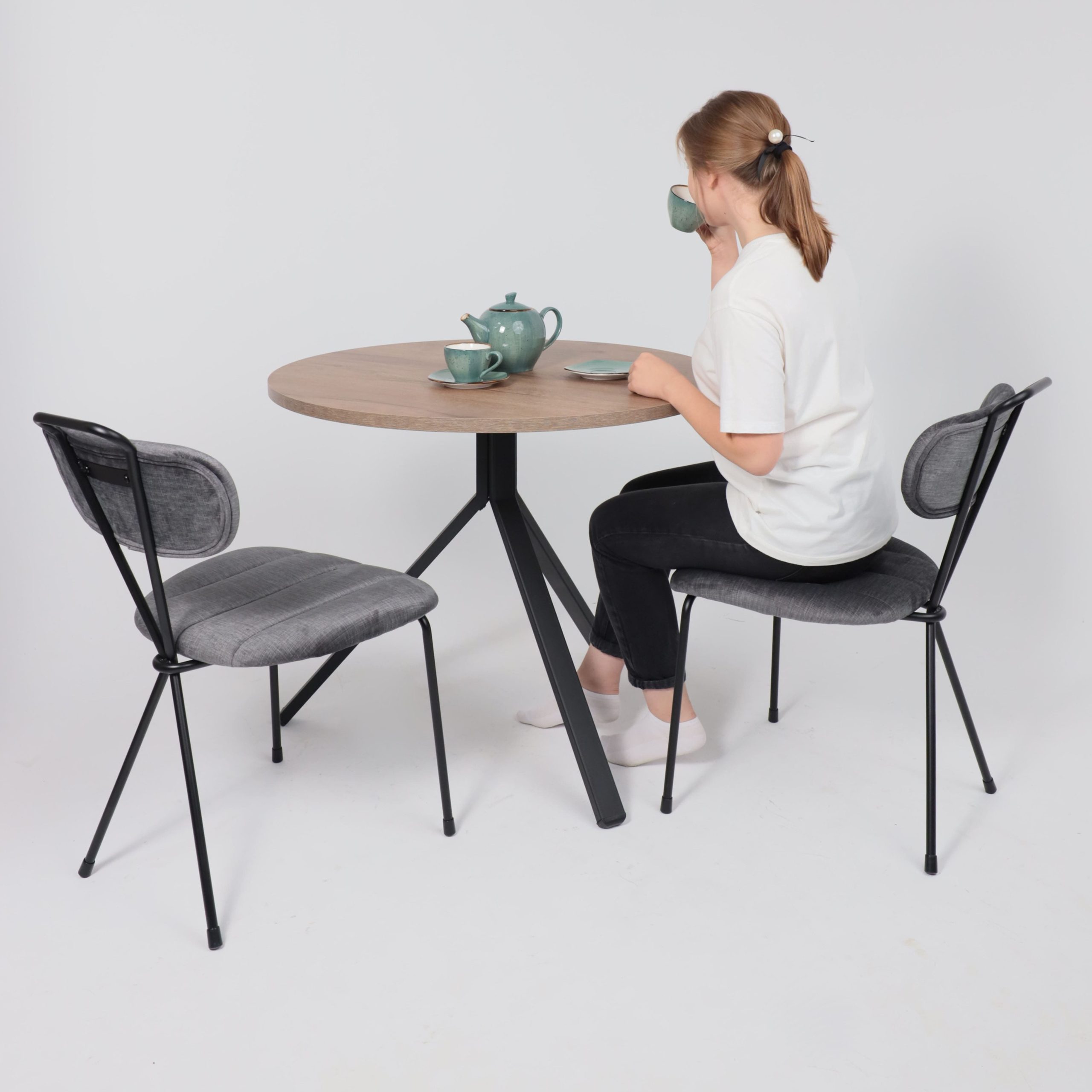 Стул TORI, серый велюр VOSS 15/черный