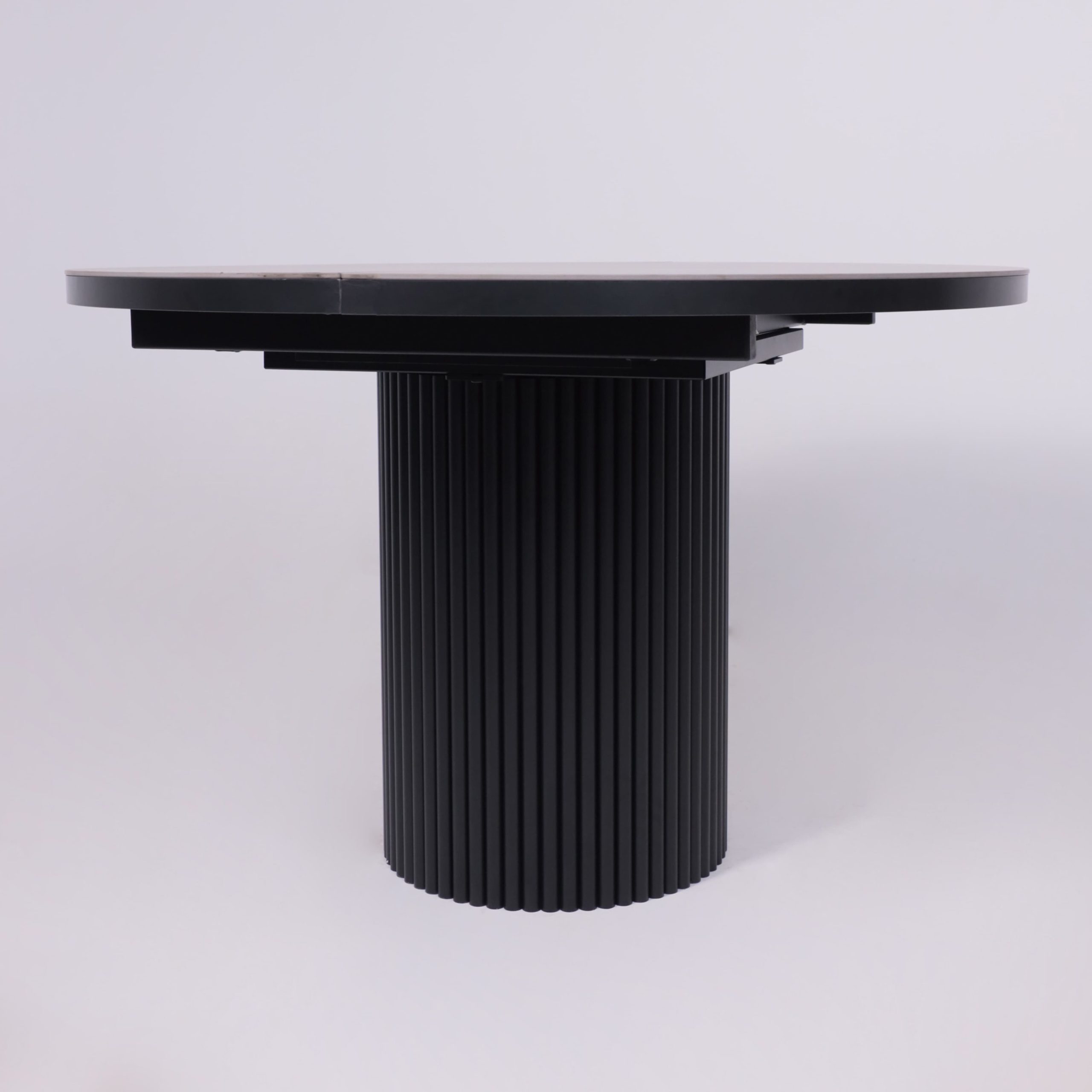 Стол ASKAR ROUND SLIDE-116, раздвижной круглый 116(156), BAYONA GREY PREMIUM CER/Черный