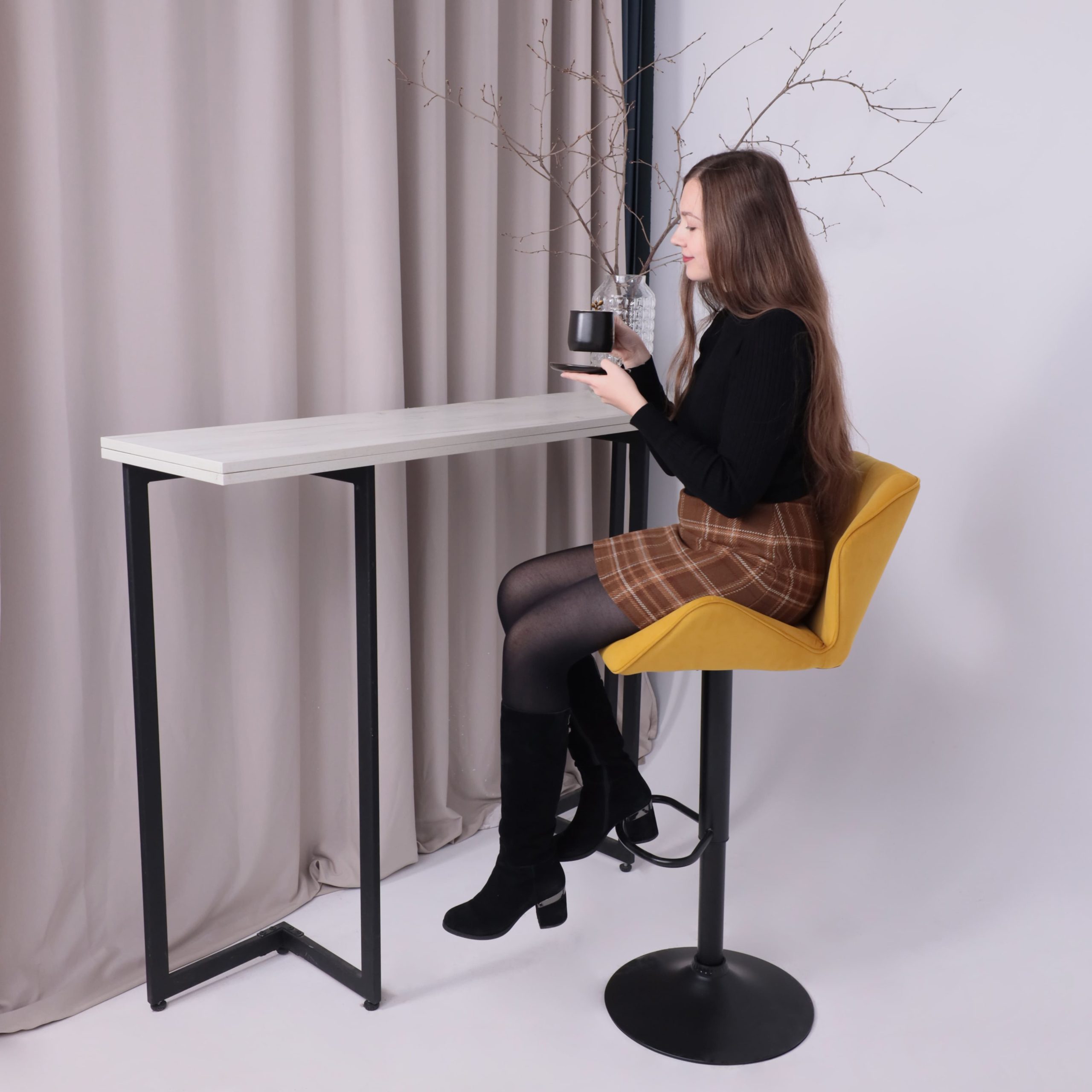 Кресло барное BERLIN GB, Velutto 56 горчичный велюр/черный