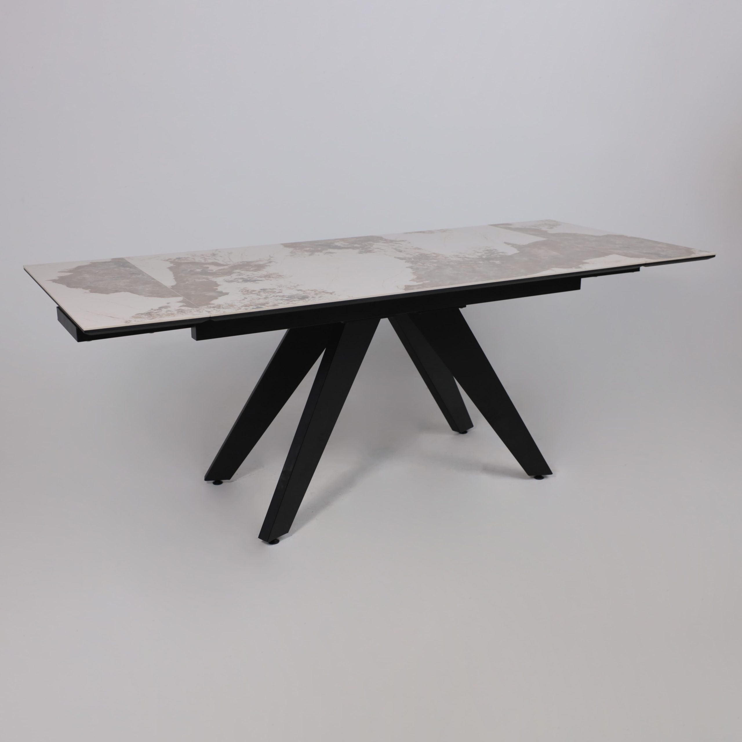 Стол AV 2122, МДФ+керамика, раздвижной 1400 (2000)*850 белый, глянцевый PANDORA/черный