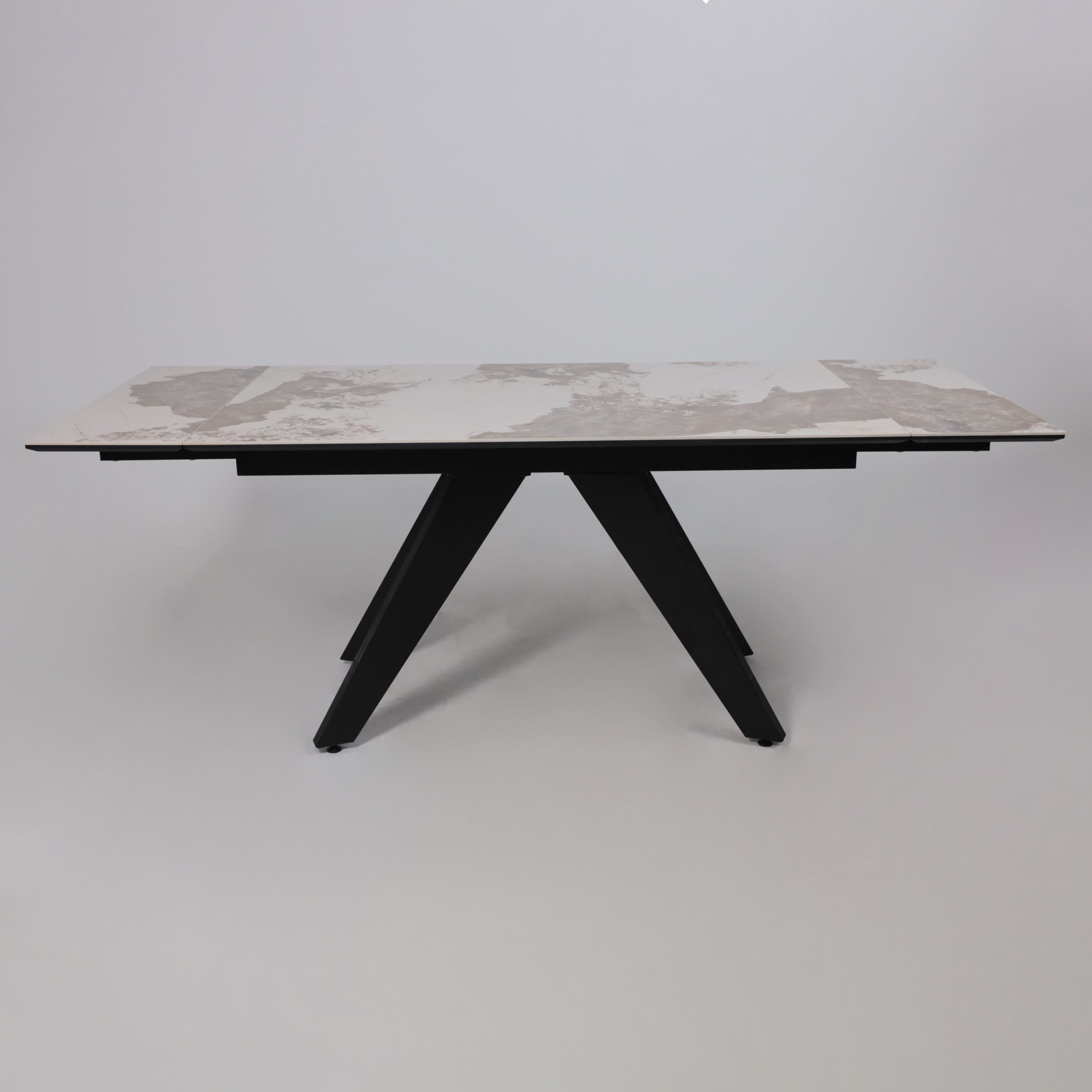 Стол AV 2122, МДФ+керамика, раздвижной 1400 (2000)*850 белый, глянцевый PANDORA/черный