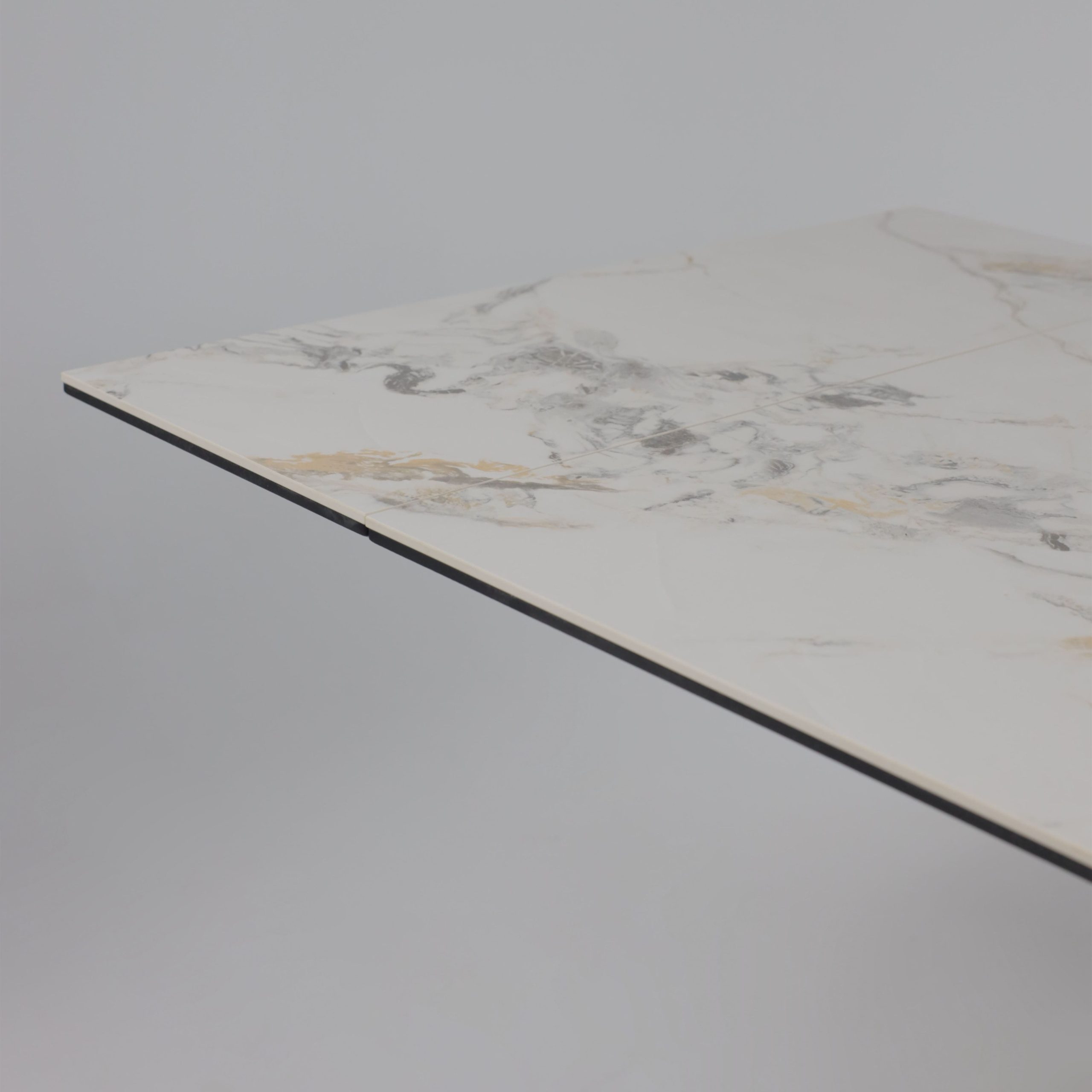 Стол AV 2119, МДФ+керамика, раздвижной 1200 (1800)*800 натуральный, глянцевый GOLD JADE/черный