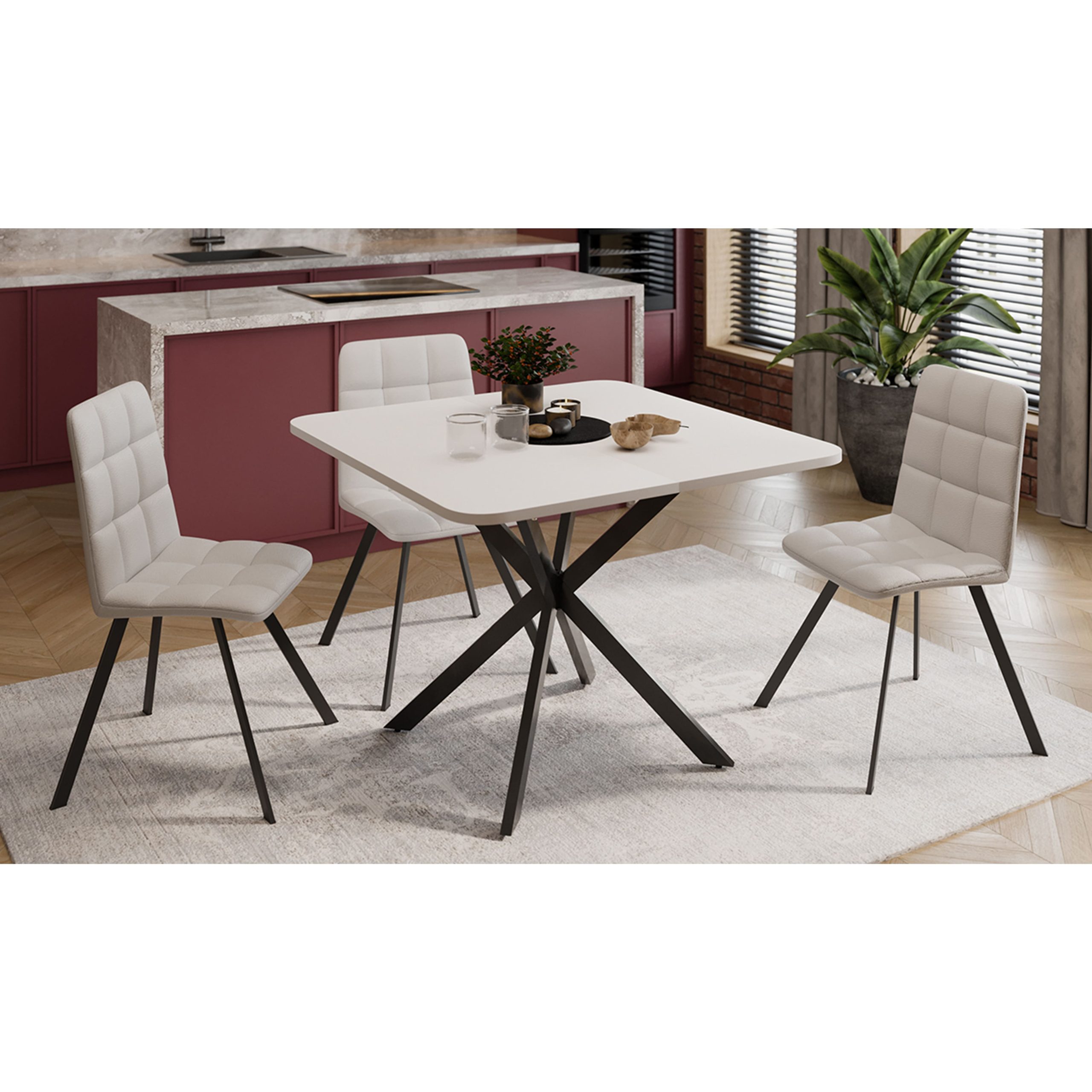 Стол раздвижной ЛИССАБОН Тип 1, 1000(1315)х1001х750, черные опоры/белый