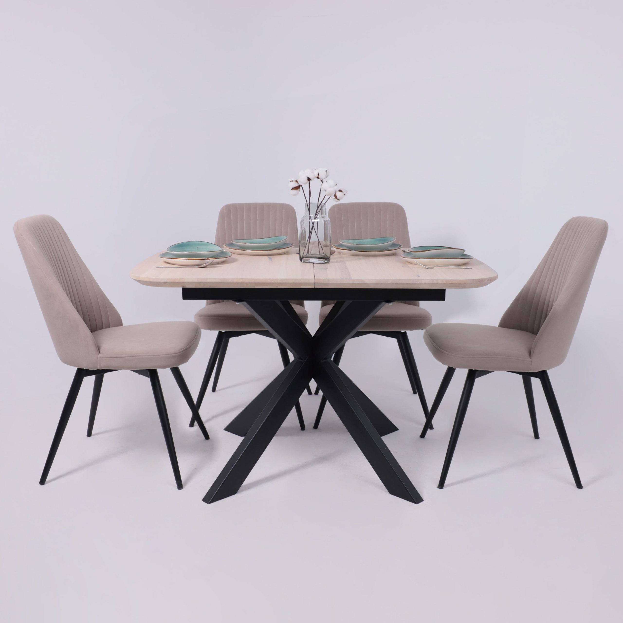 Стол ВЕЙВ раздвижной, 120(160)*80*75, дуб беленый/черный (ПрР-3 DSW (02) КСЕ/Р-80)