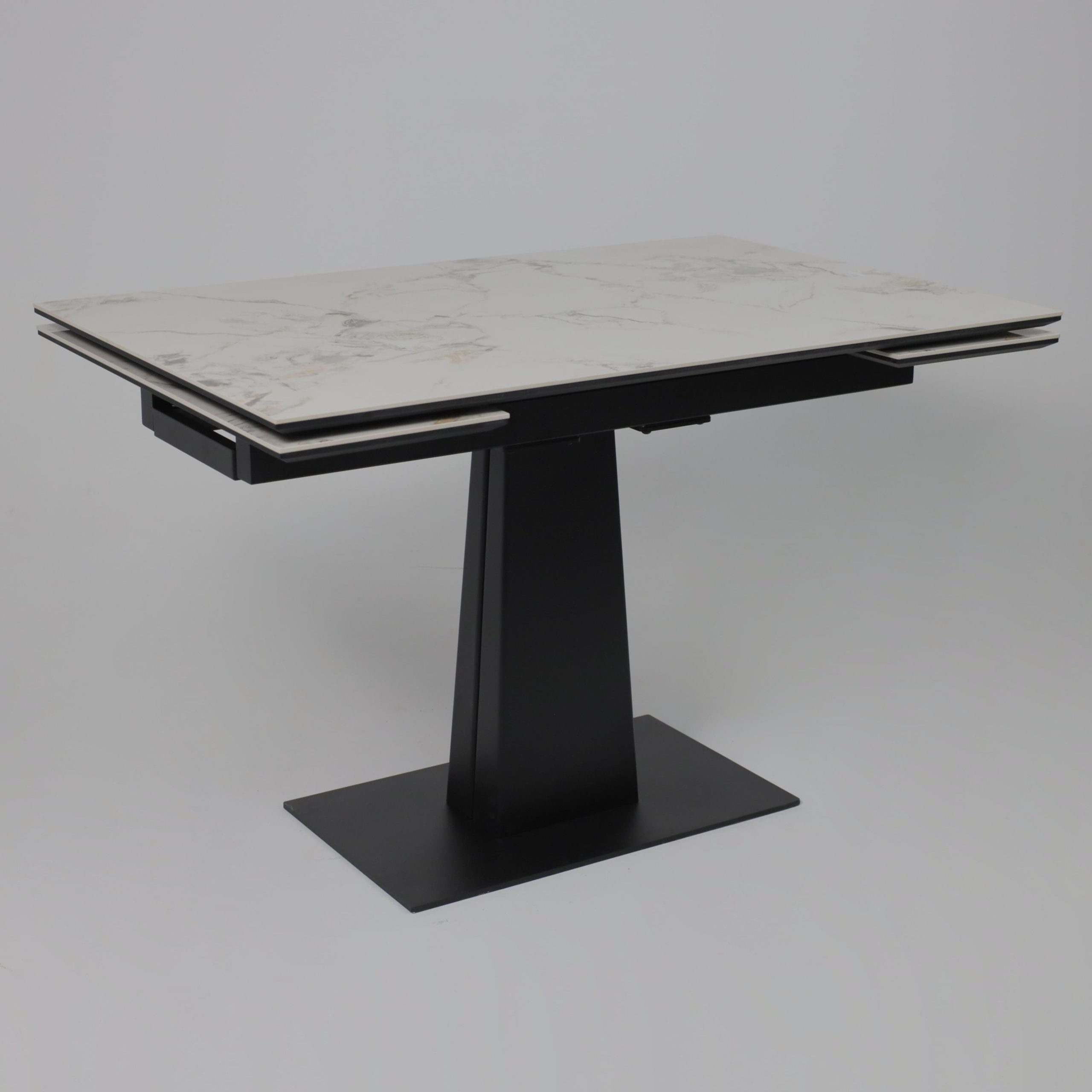 Стол AV 2119, МДФ+керамика, раздвижной 1200 (1800)*800 натуральный, глянцевый GOLD JADE/черный