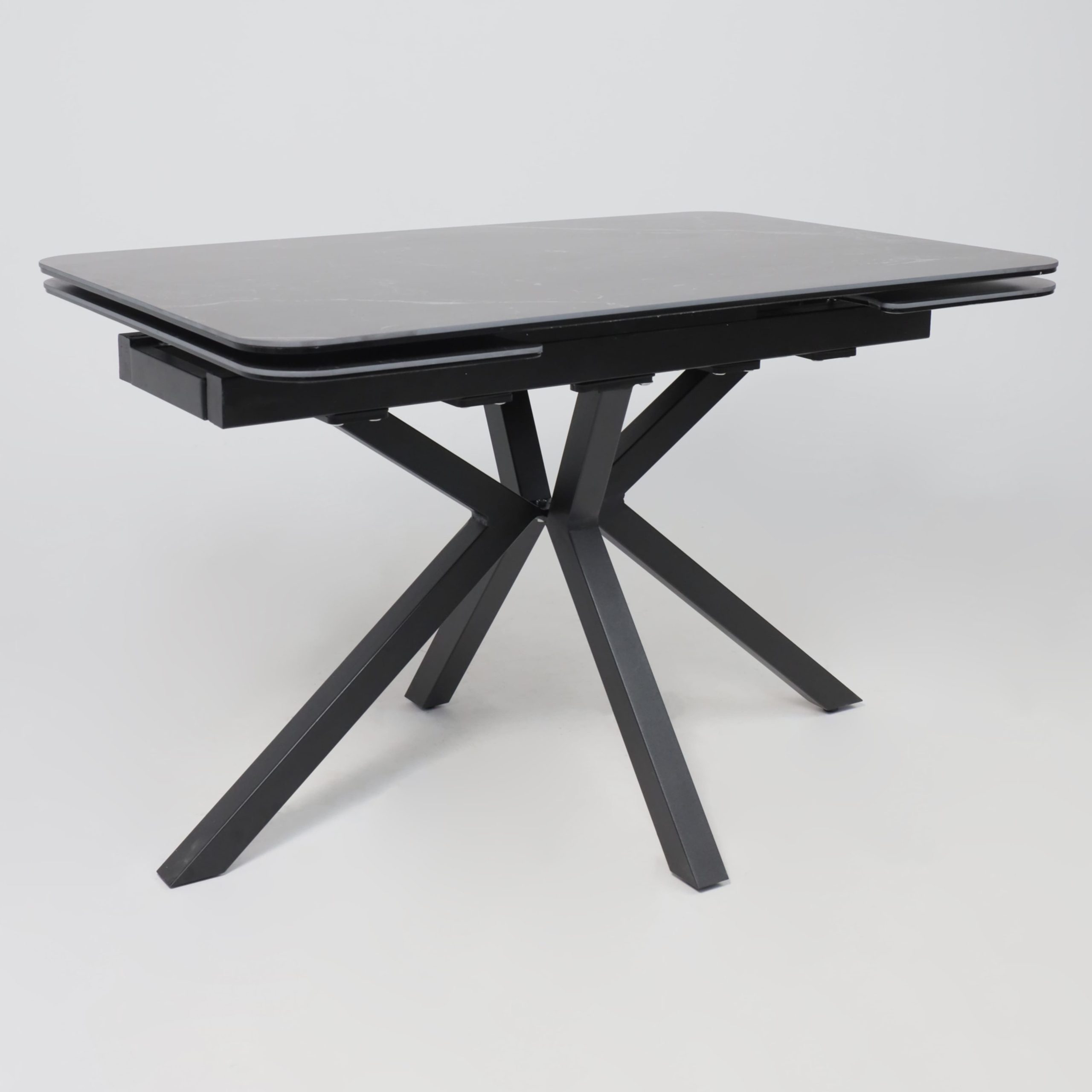 Стол РЕЙН NEW,керамика 0 кат. 1400(2040)*900, Камень черный Greys Black/Черный матовый