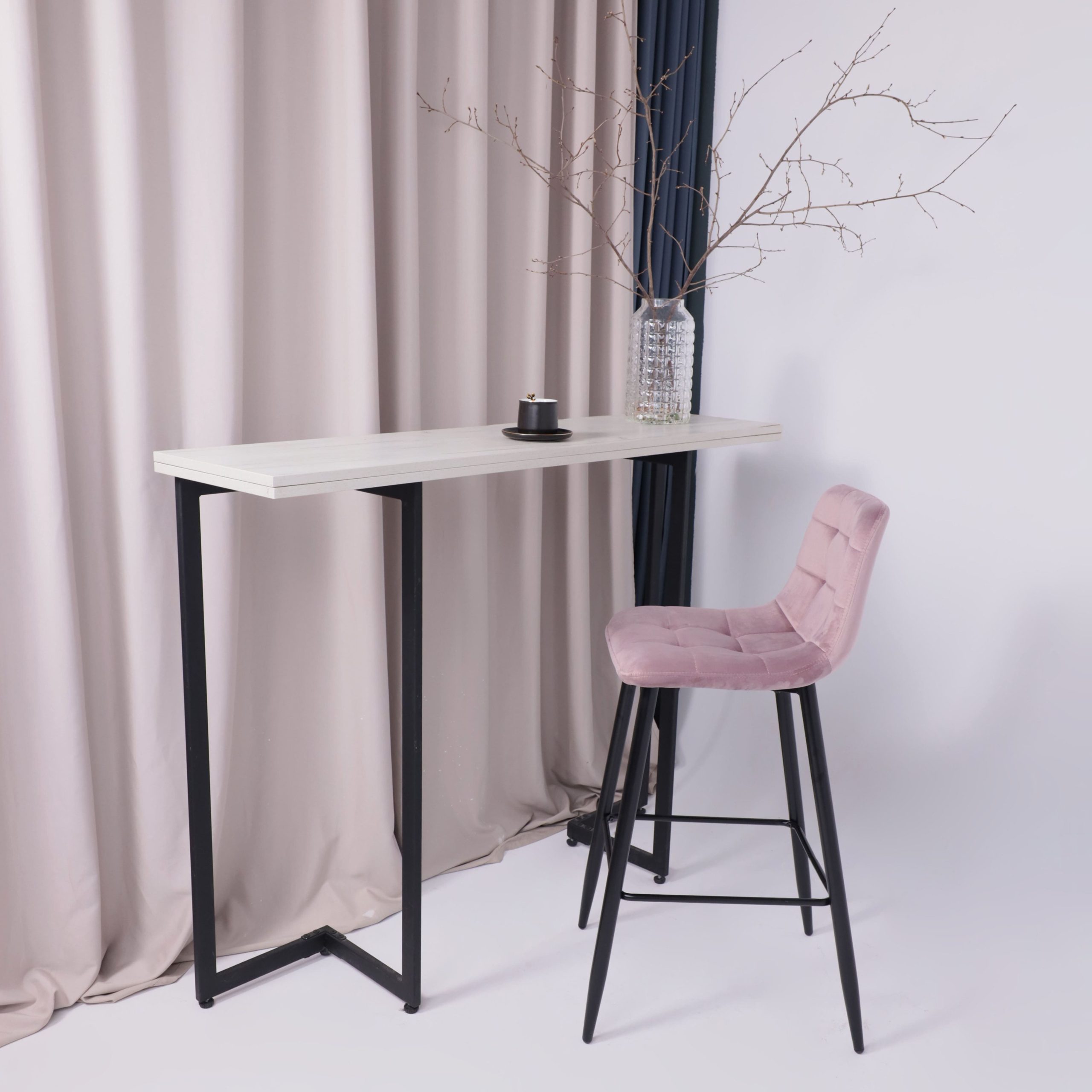 Стул STELLA, барный, пыльная роза велюр HLR25/черный