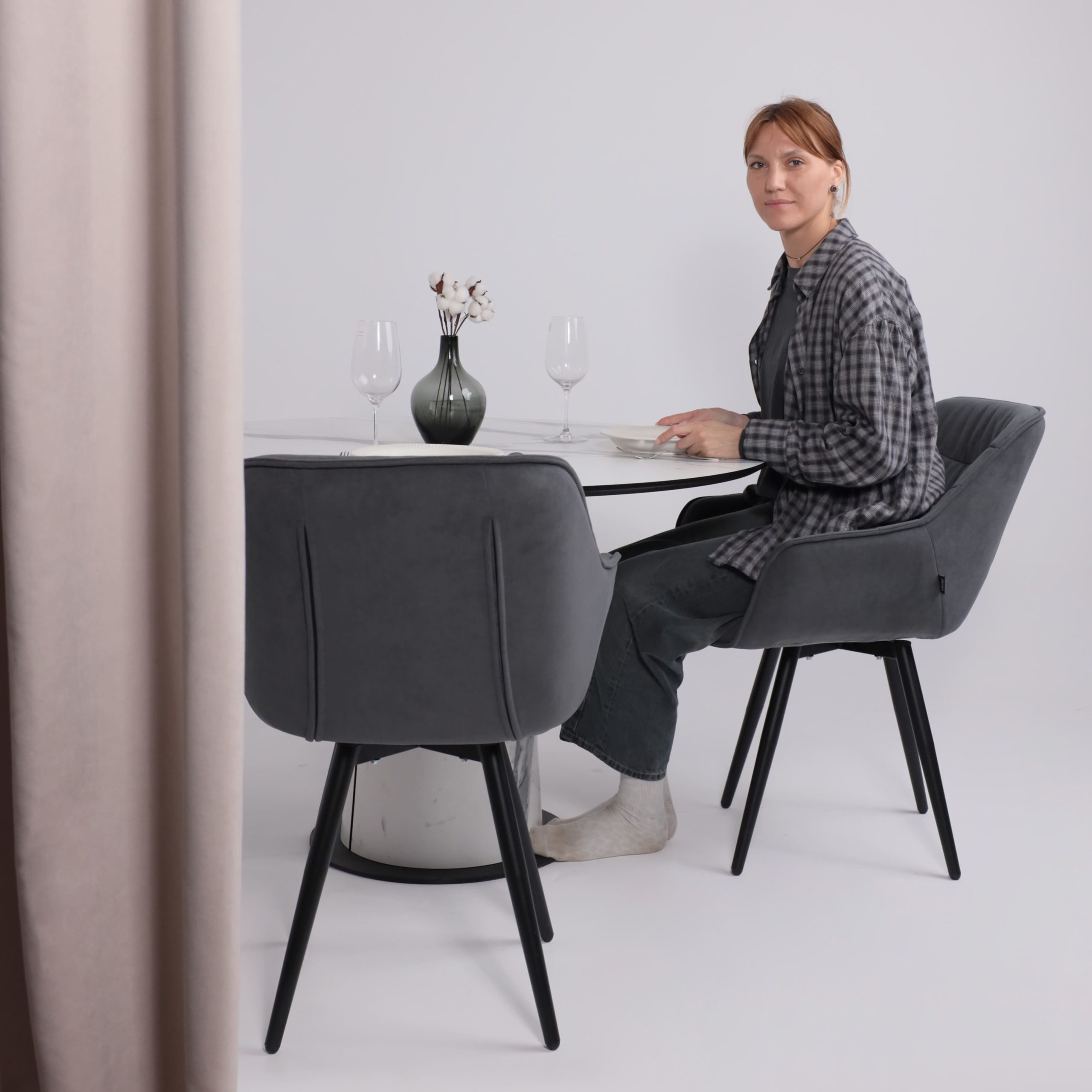 Стол AV 1317, HPL+МДФ, нераздвижной 1200 Мрамор белый/черный