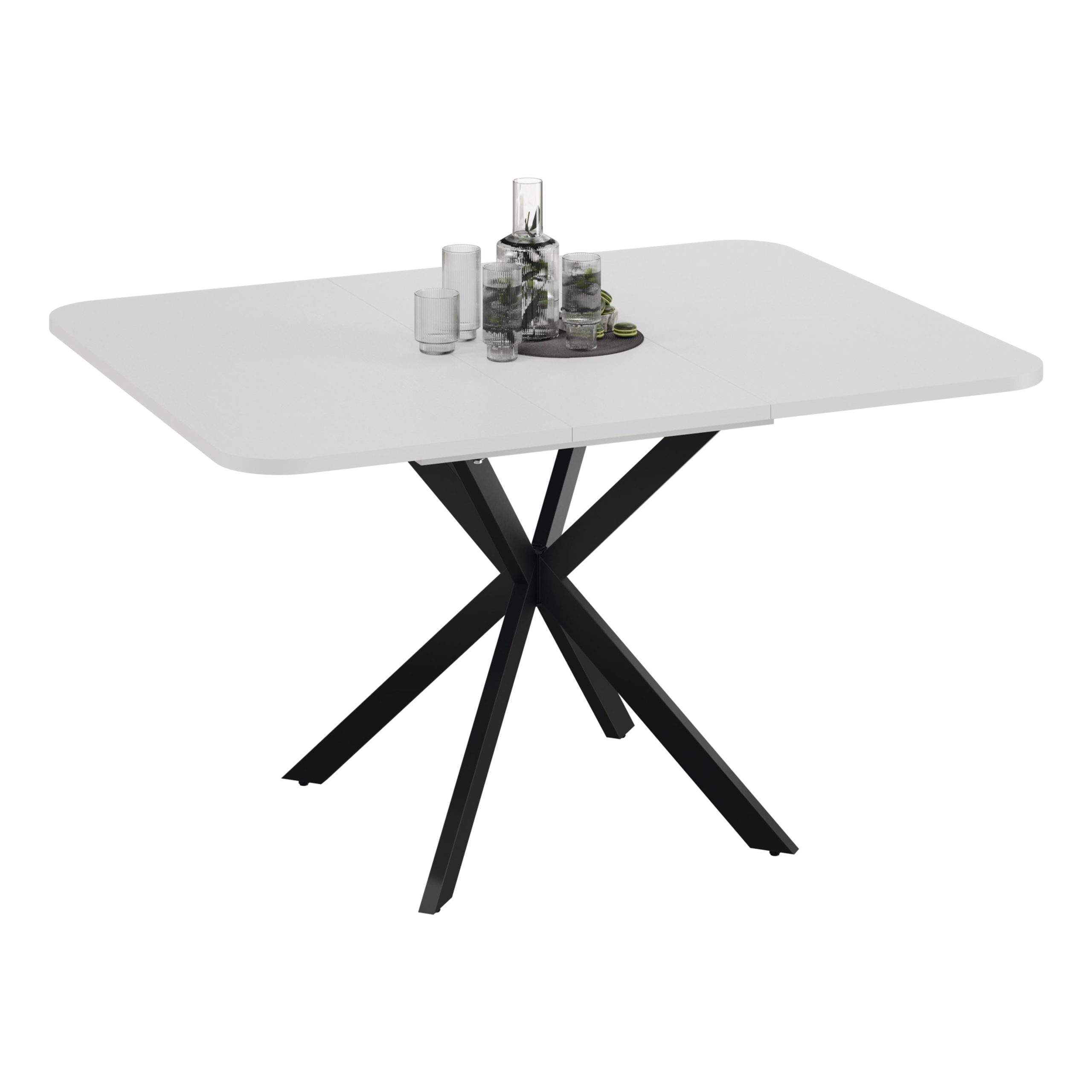 Стол раздвижной ЛИССАБОН Тип 1, 1000(1315)х1001х750, черные опоры/белый