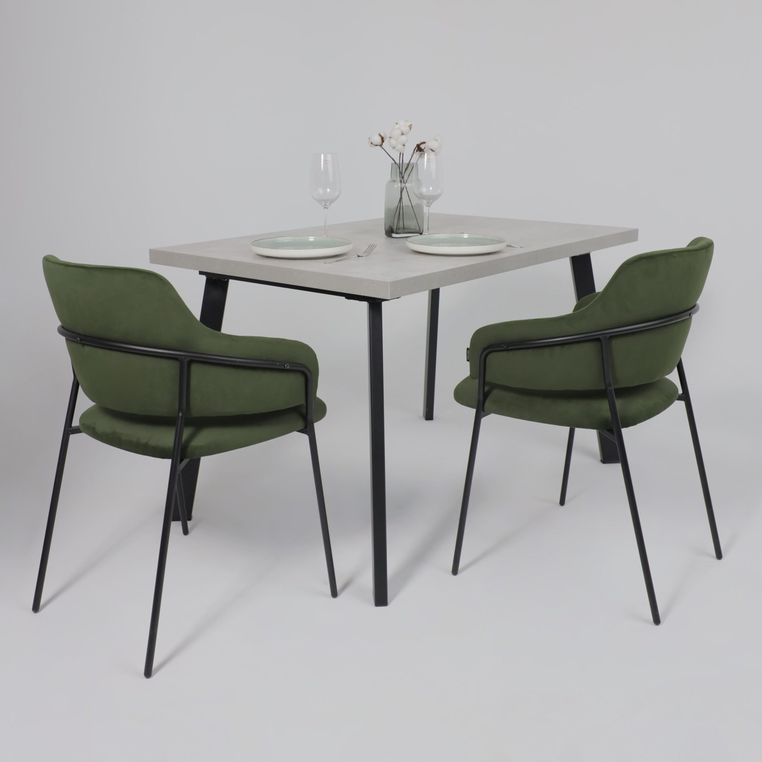 Стол Hagen 140 раздвижной, 140(180)*85, Цемент/Черный