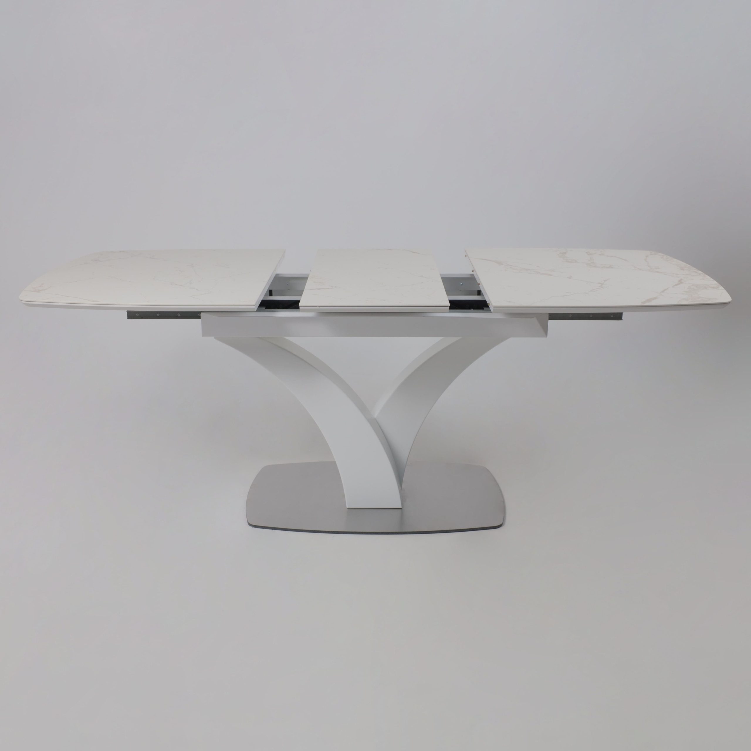 Стол НОТР ДАМ MODERNE, керамика 2 кат. 1400(1800)*850, Камень белый Calacata vagli/Белый Муар