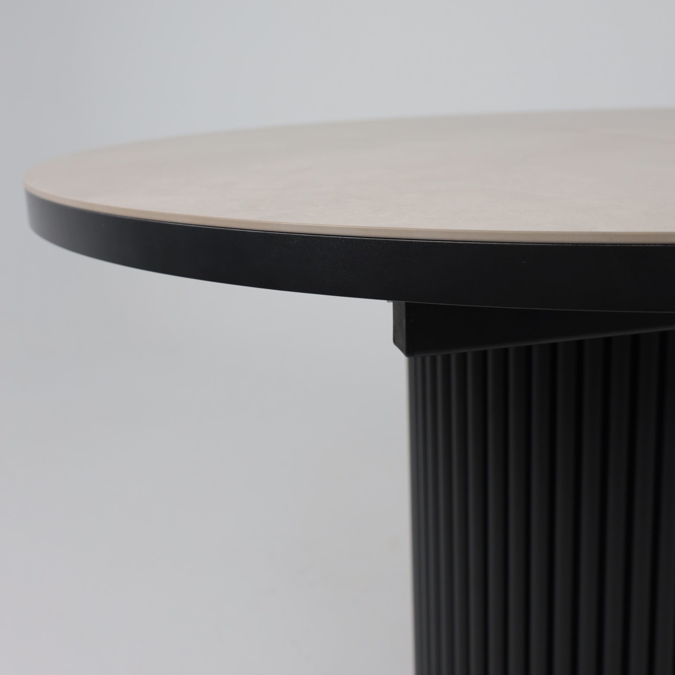 Стол ASKAR ROUND SLIDE-116, раздвижной круглый 116(156), BAYONA IVORY PREMIUM CER/Черный