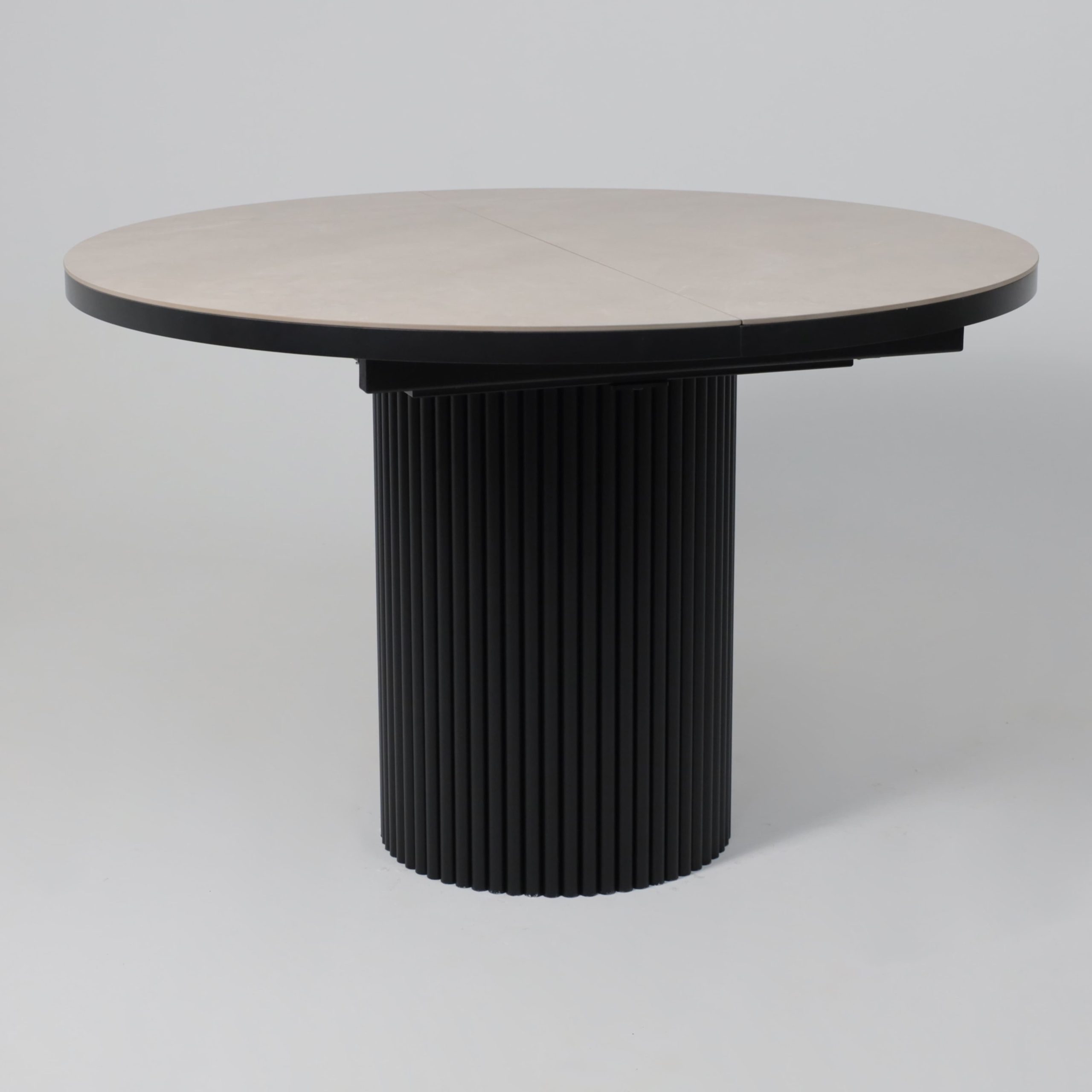 Стол ASKAR ROUND SLIDE-116, раздвижной круглый 116(156), BAYONA IVORY PREMIUM CER/Черный