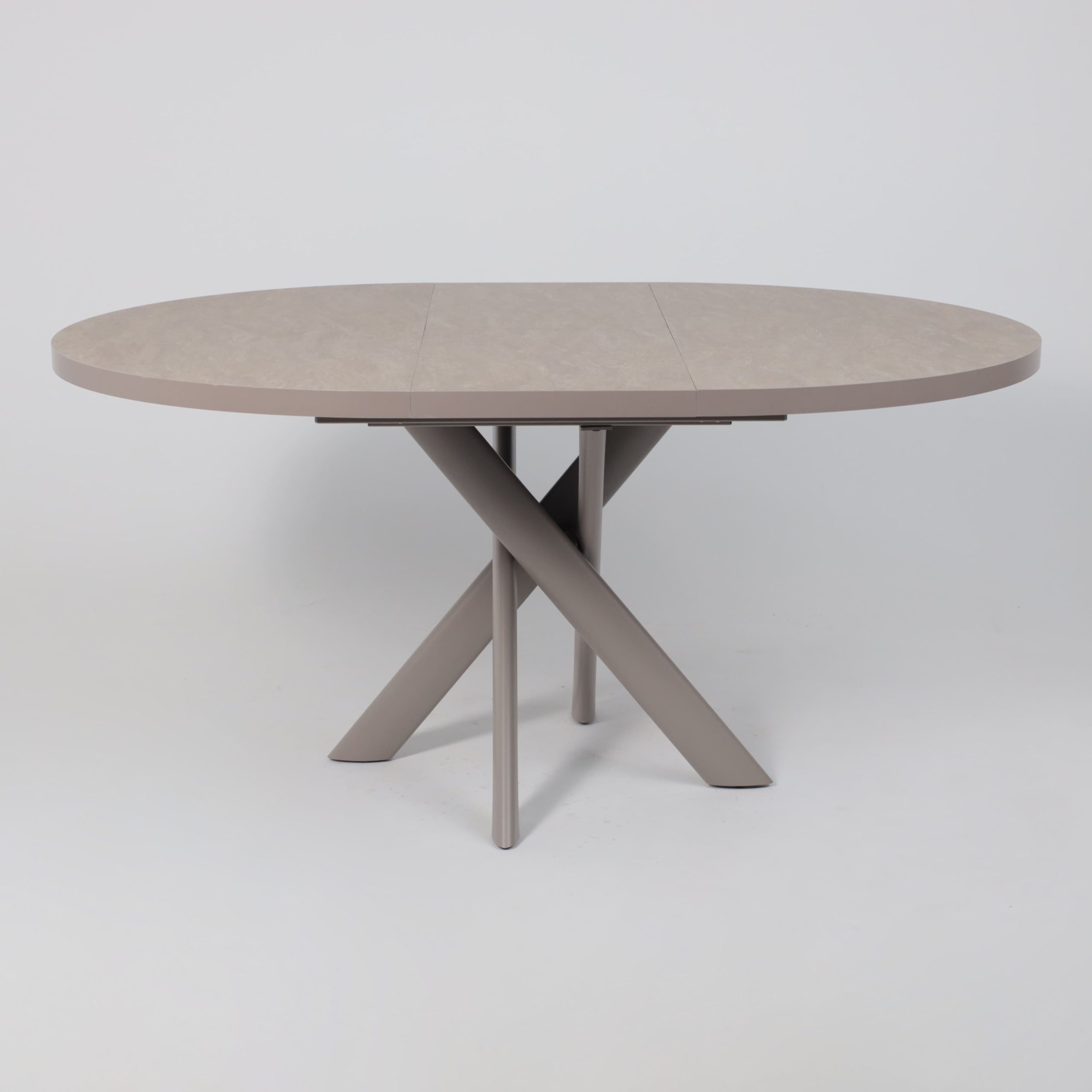 Стол RONALDO-120, круглый раздвижной 120(160), БЕЖЕВЫЙ КАМЕНЬ-HPL/Капучино