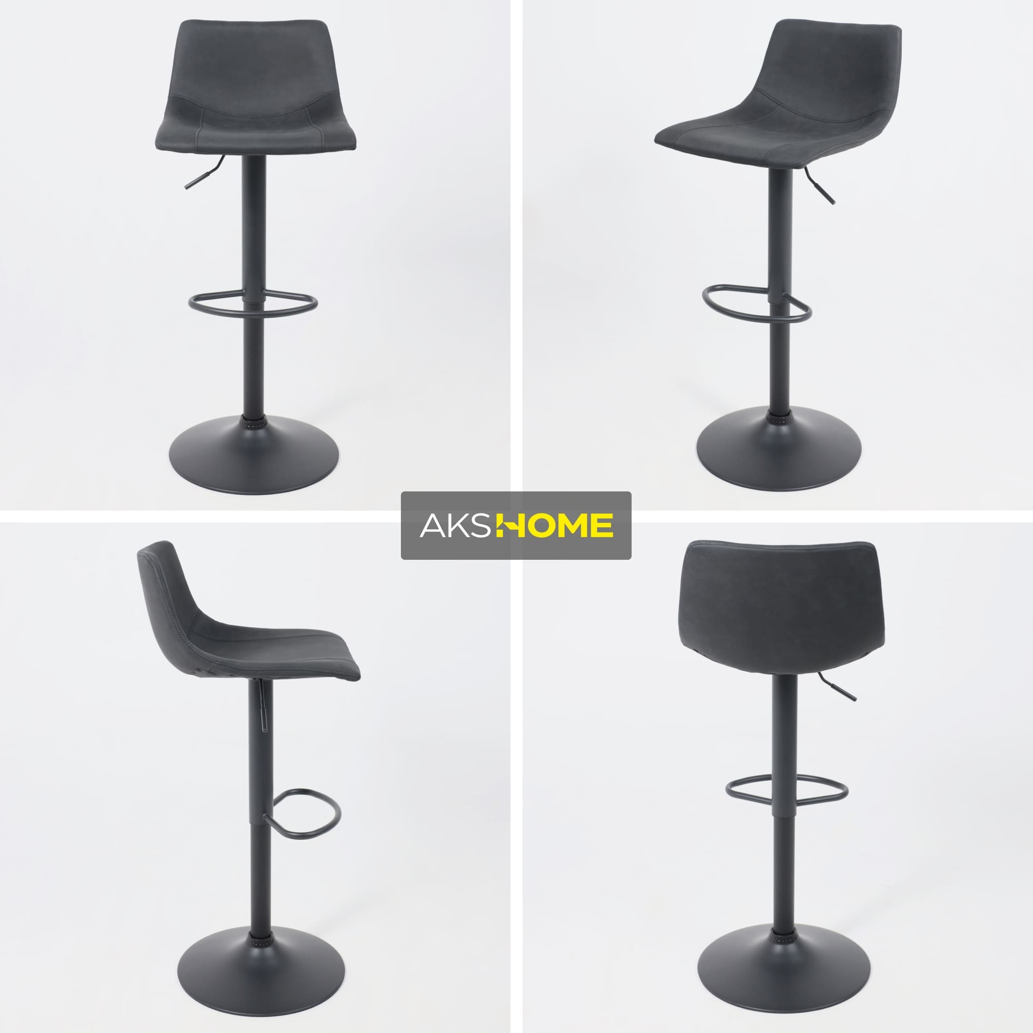 Стул барный BEN, ткань,  черный/черный