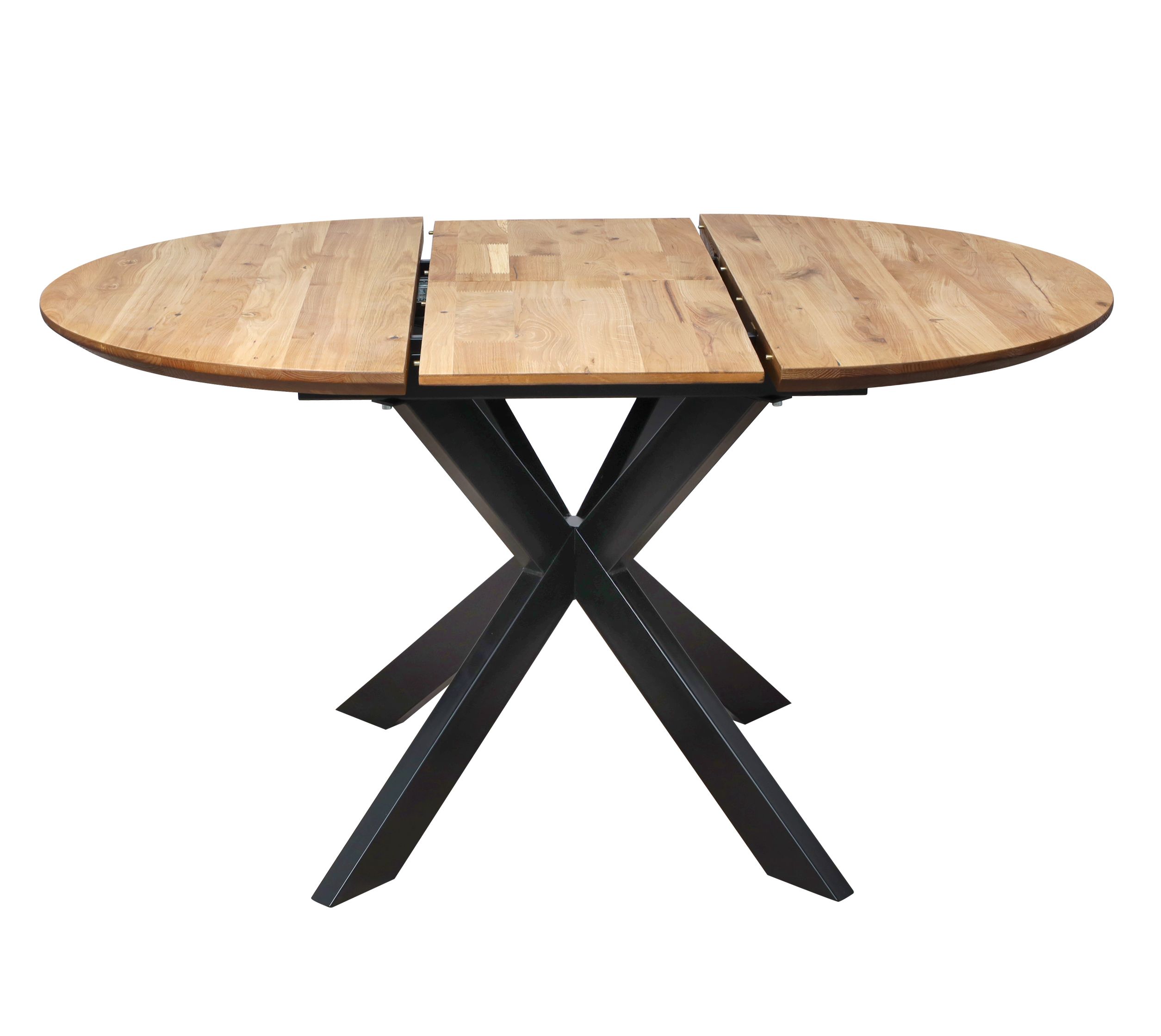 Стол РАУНД раздвижной, d100(140)*75, дуб натуральный/черный (ПрР-4 DSW (02) КСЕ/Р-80)