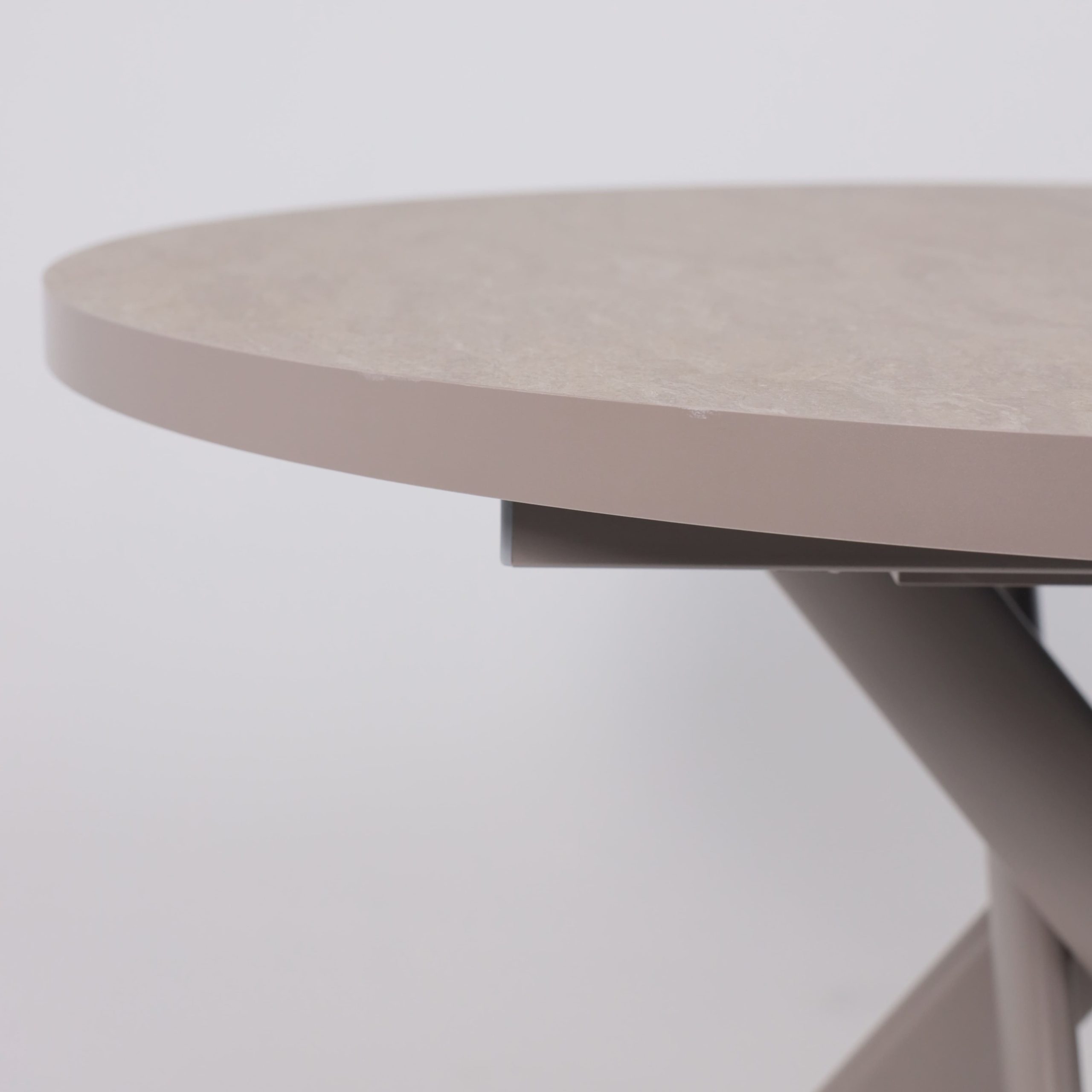 Стол RONALDO-120, круглый раздвижной 120(160), БЕЖЕВЫЙ КАМЕНЬ-HPL/Капучино