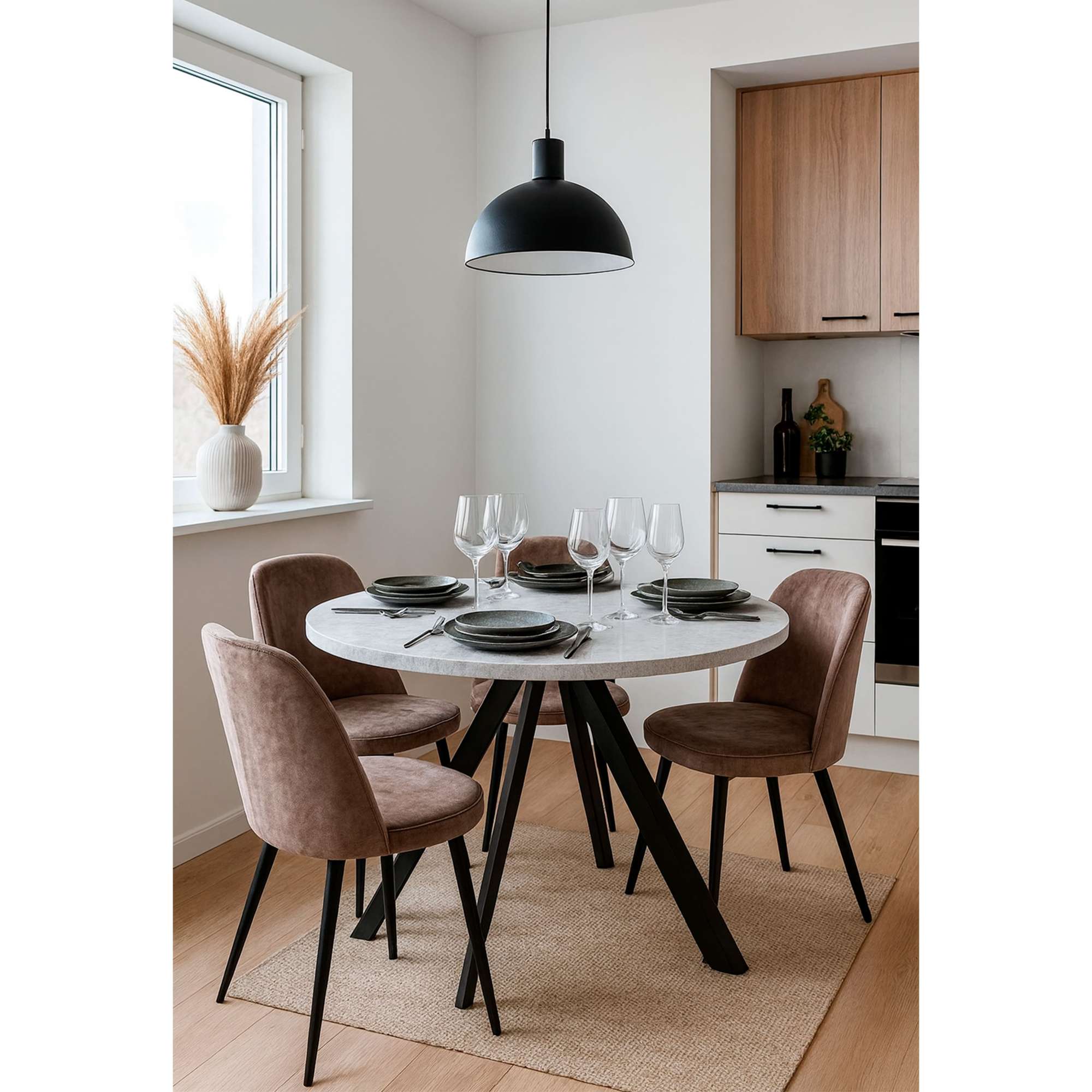 Стол RONDO М-100, круглый раздвижной 100(135), СЕРЫЙ СЛАНЕЦ/Черный