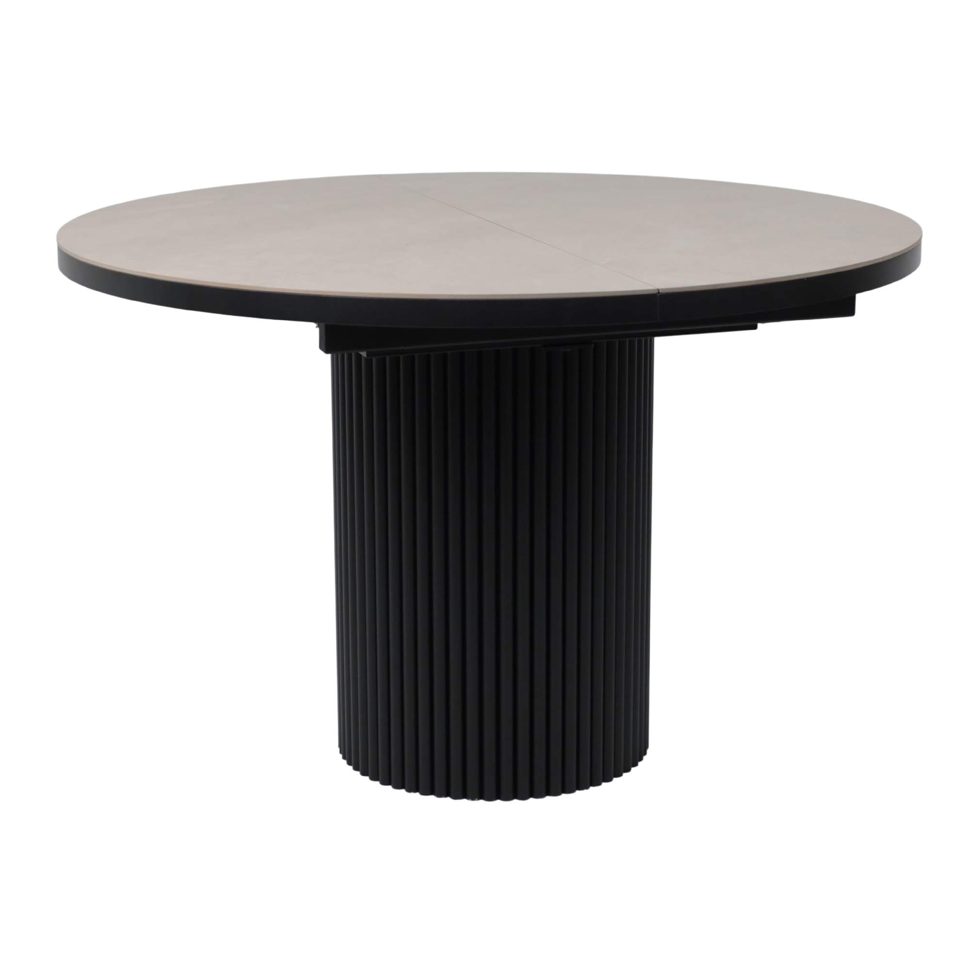 Стол ASKAR ROUND SLIDE-116, раздвижной круглый 116(156), BAYONA IVORY PREMIUM CER/Черный