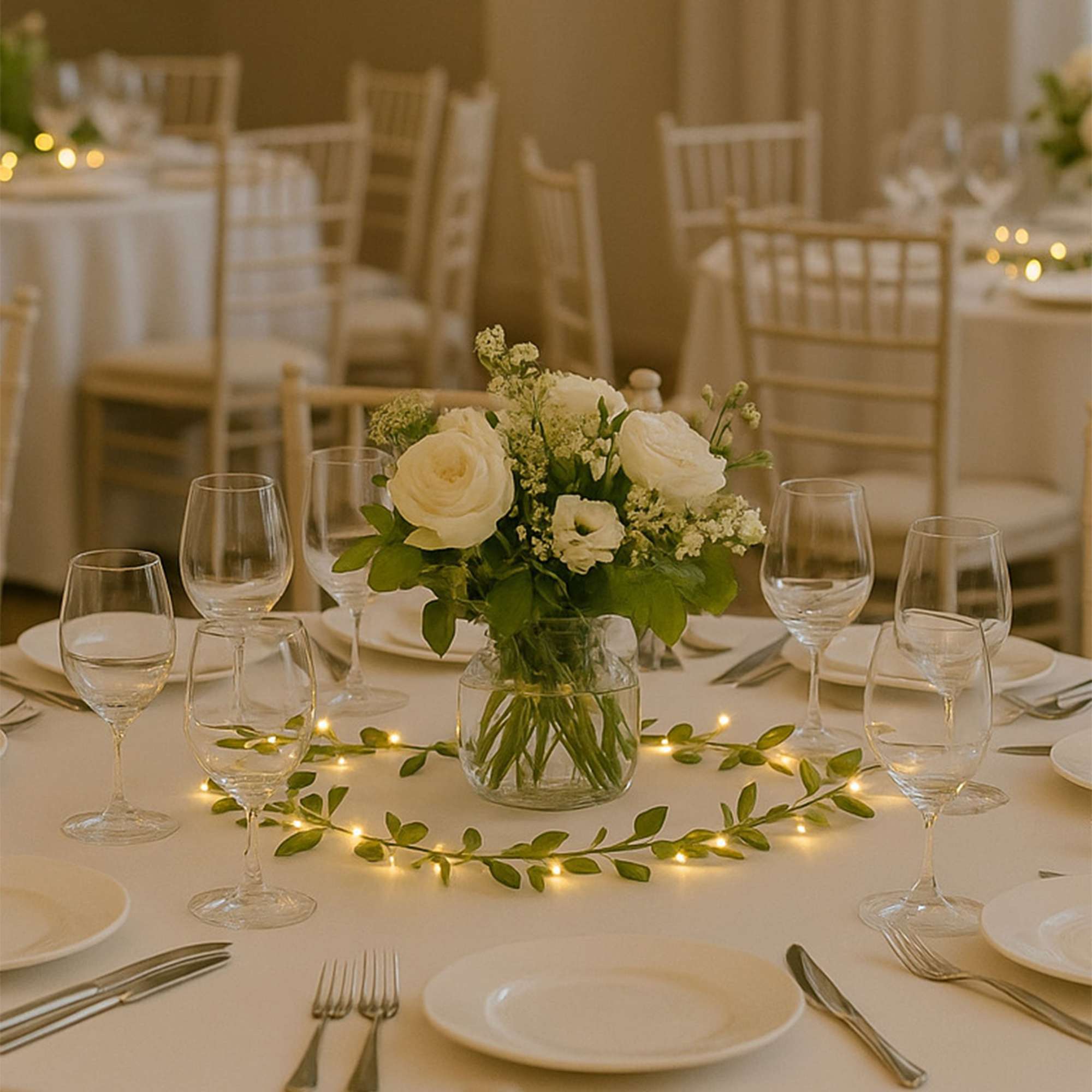 Светодиодная гирлянда AKS тип 5 ( Листочки 40LED, 4м, 3АА )