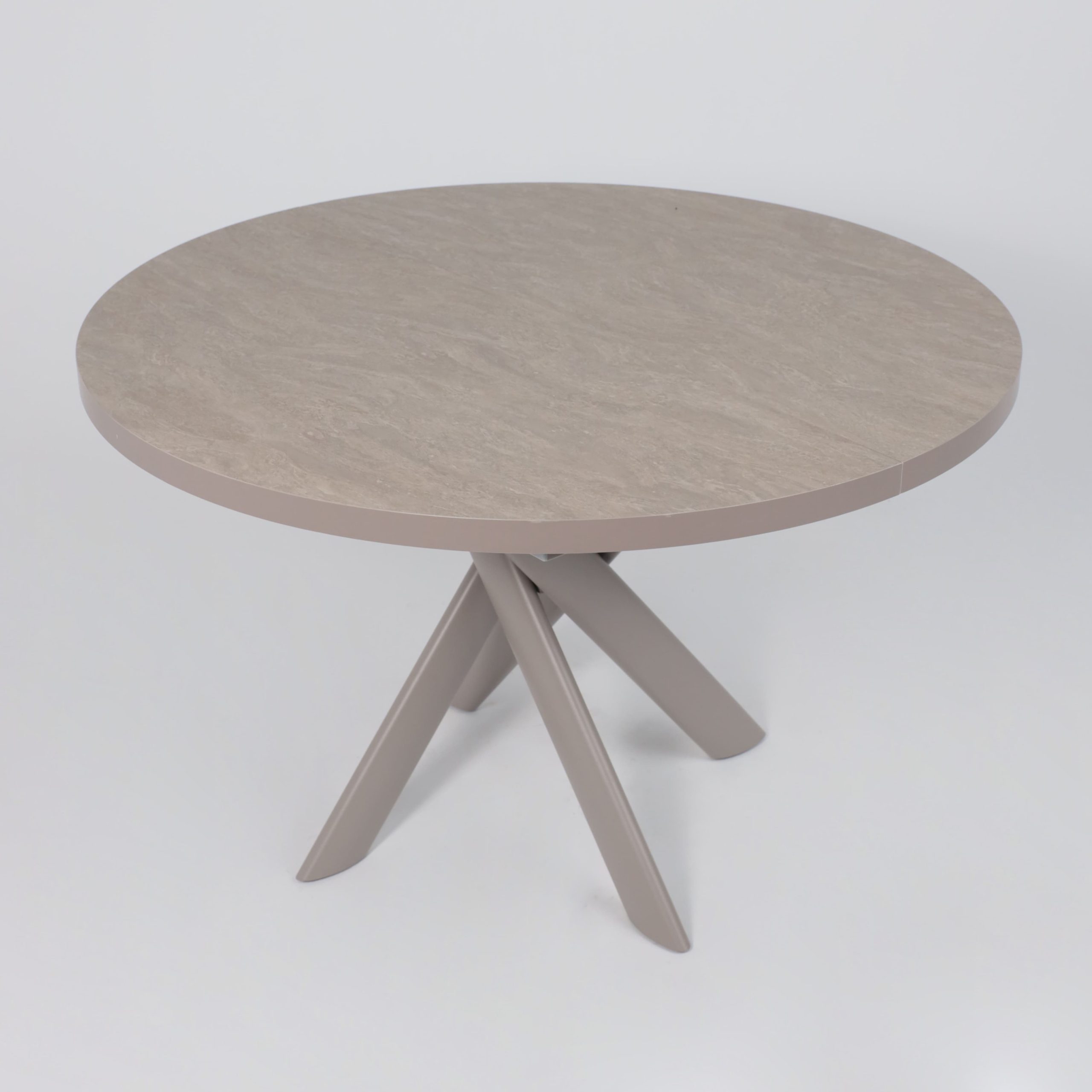 Стол RONALDO-120, круглый раздвижной 120(160), БЕЖЕВЫЙ КАМЕНЬ-HPL/Капучино