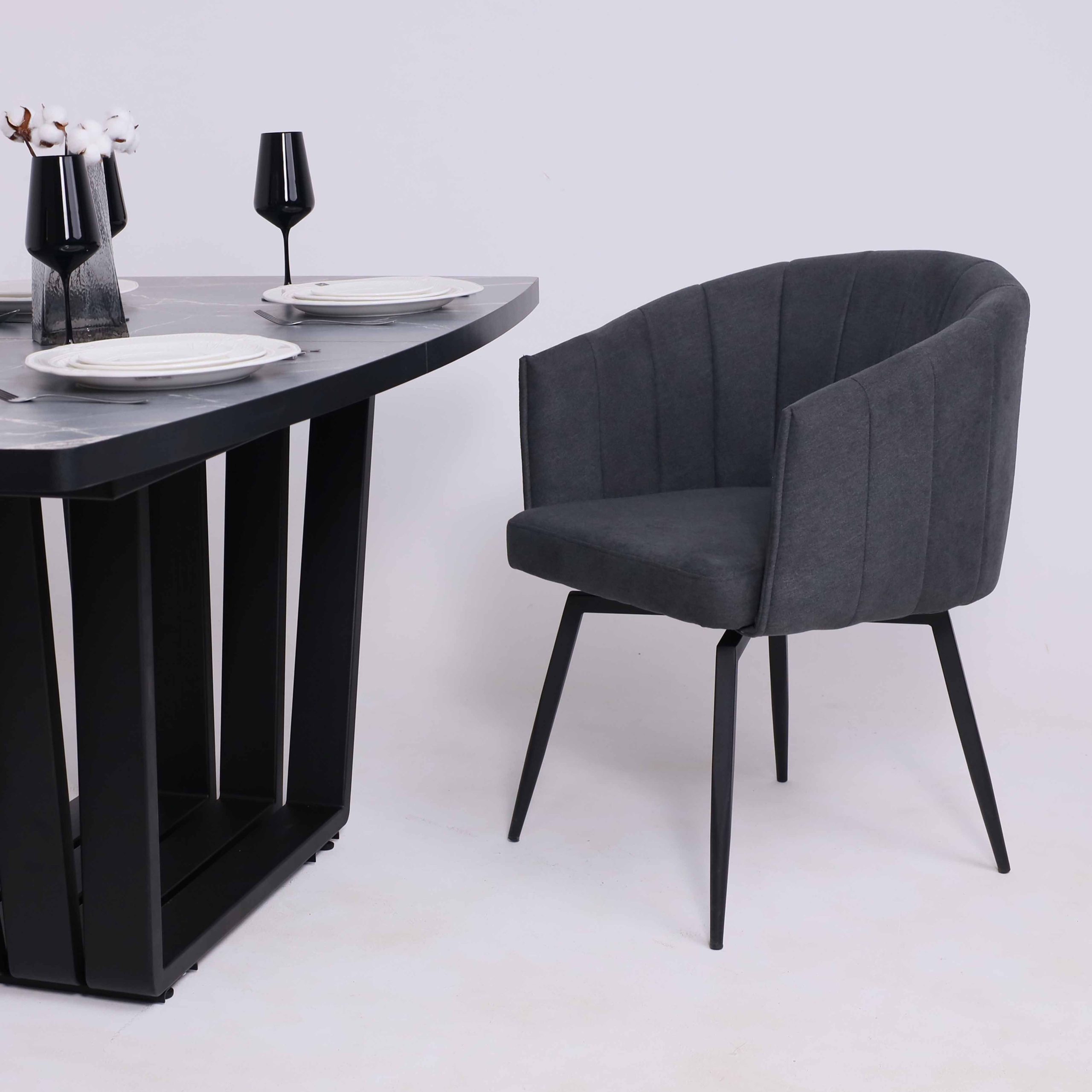 Стол KAMERON раздвижной, 1600(2050)*900 HPL-пластик Серый камень Manaus/черный