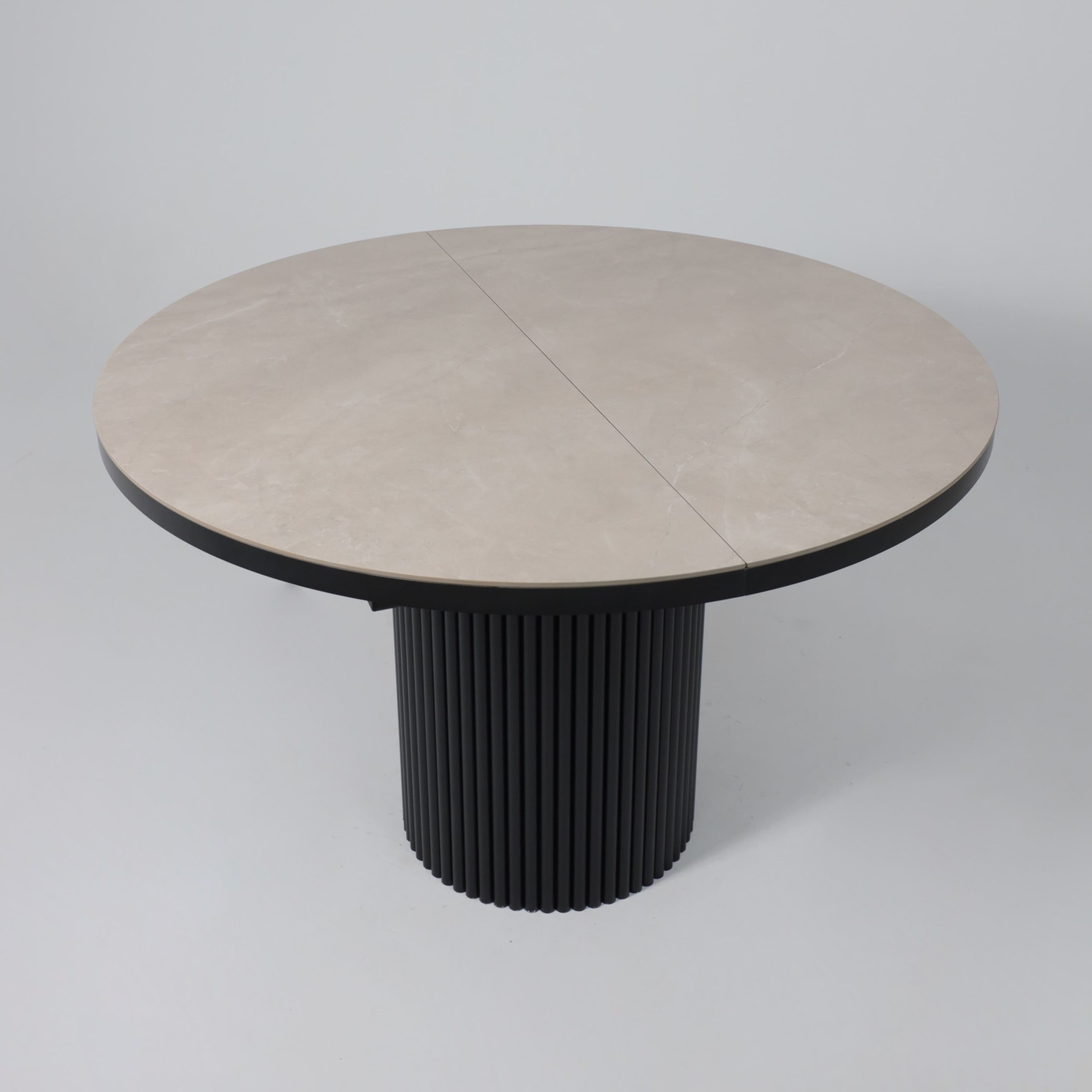 Стол ASKAR ROUND SLIDE-116, раздвижной круглый 116(156), BAYONA IVORY PREMIUM CER/Черный