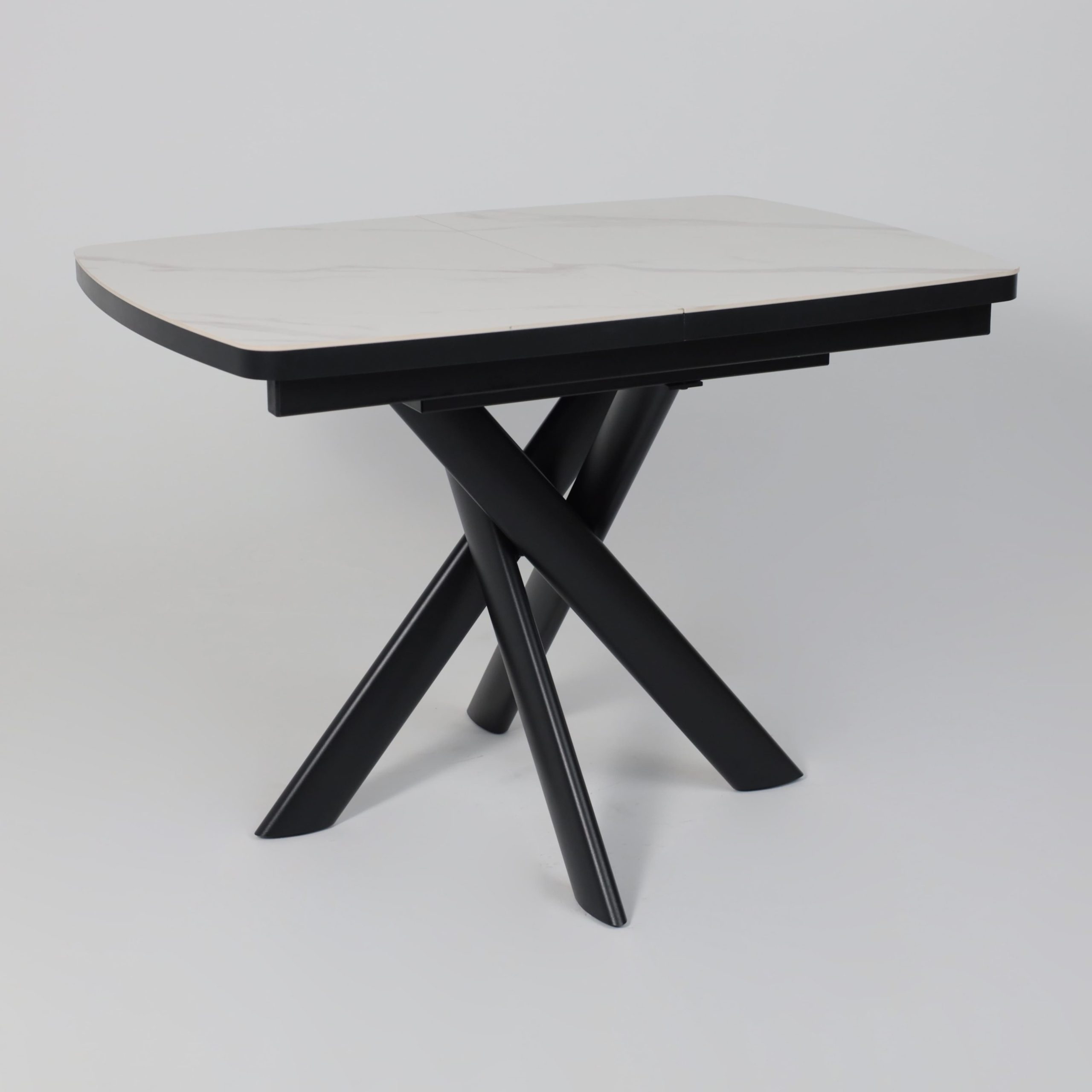 Стол LEONEL-110, раздвижной 110(145)х80, COROLLA WHITE GLOSS ST CER/Черный