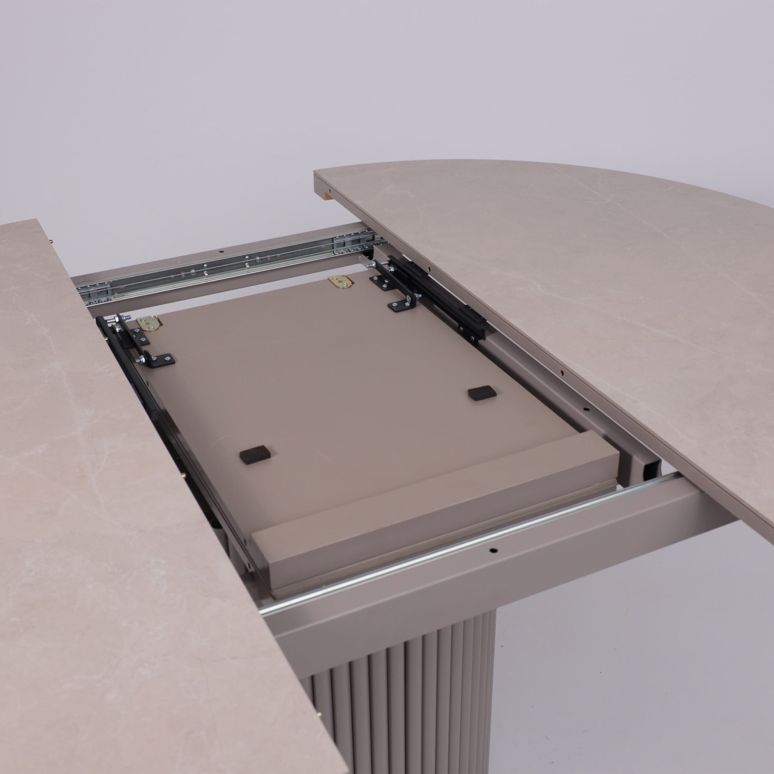 Стол ASKAR ROUND SLIDE-116, раздвижной круглый 116(156), BAYONA IVORY PREMIUM CER/Капучино