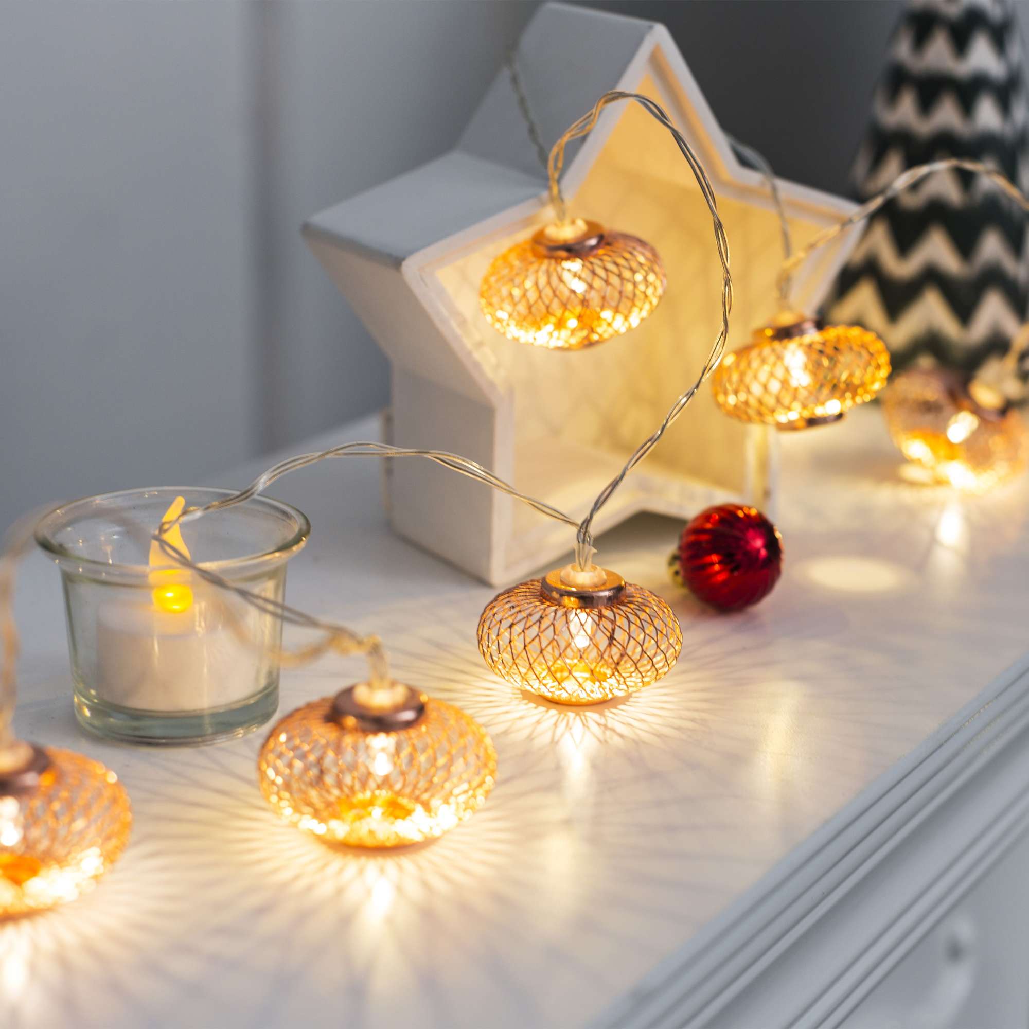 Светодиодная гирлянда AKS тип 3 ( Фонарики 10LED, 1.65м,  2АА )