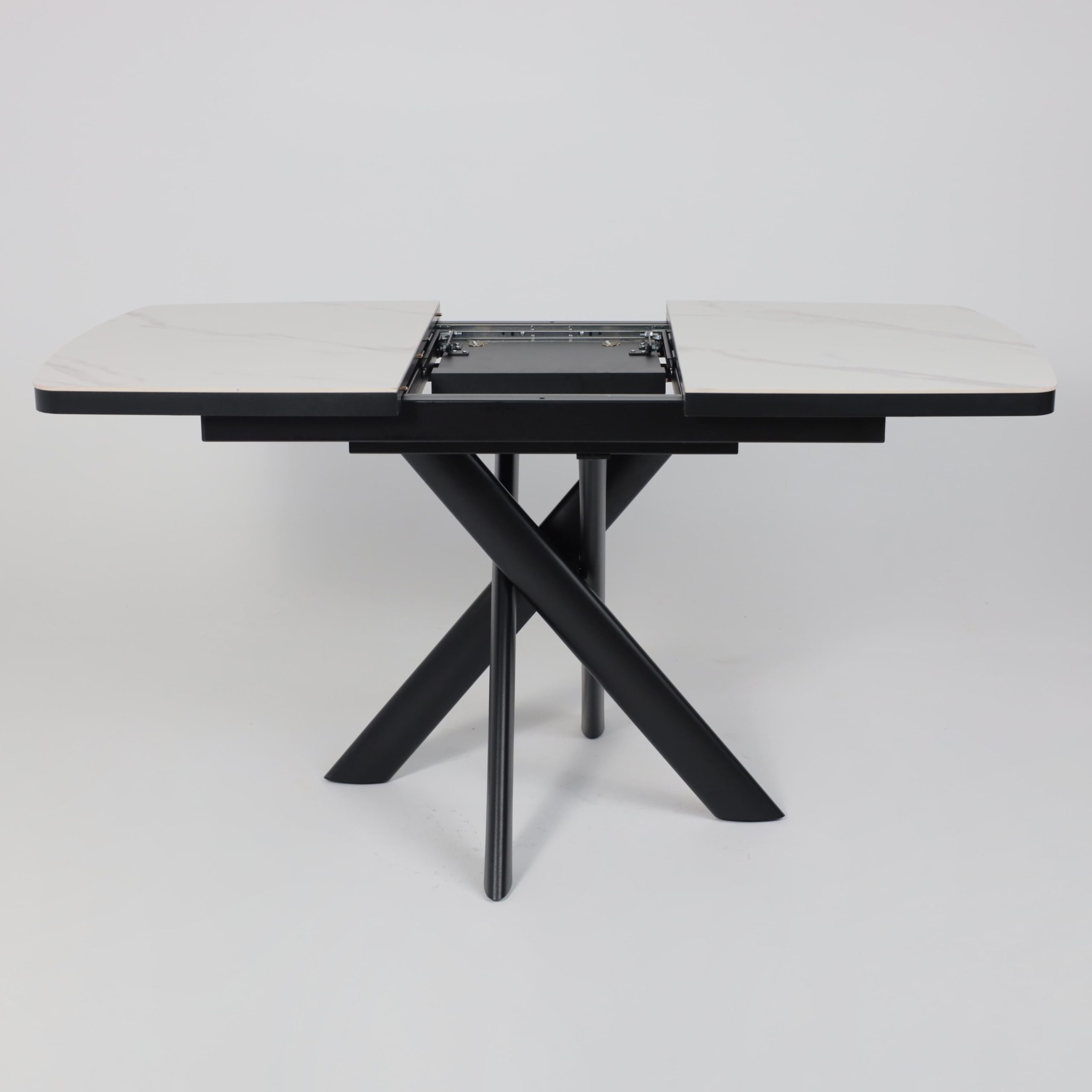 Стол LEONEL-110, раздвижной 110(145)х80, COROLLA WHITE GLOSS ST CER/Черный