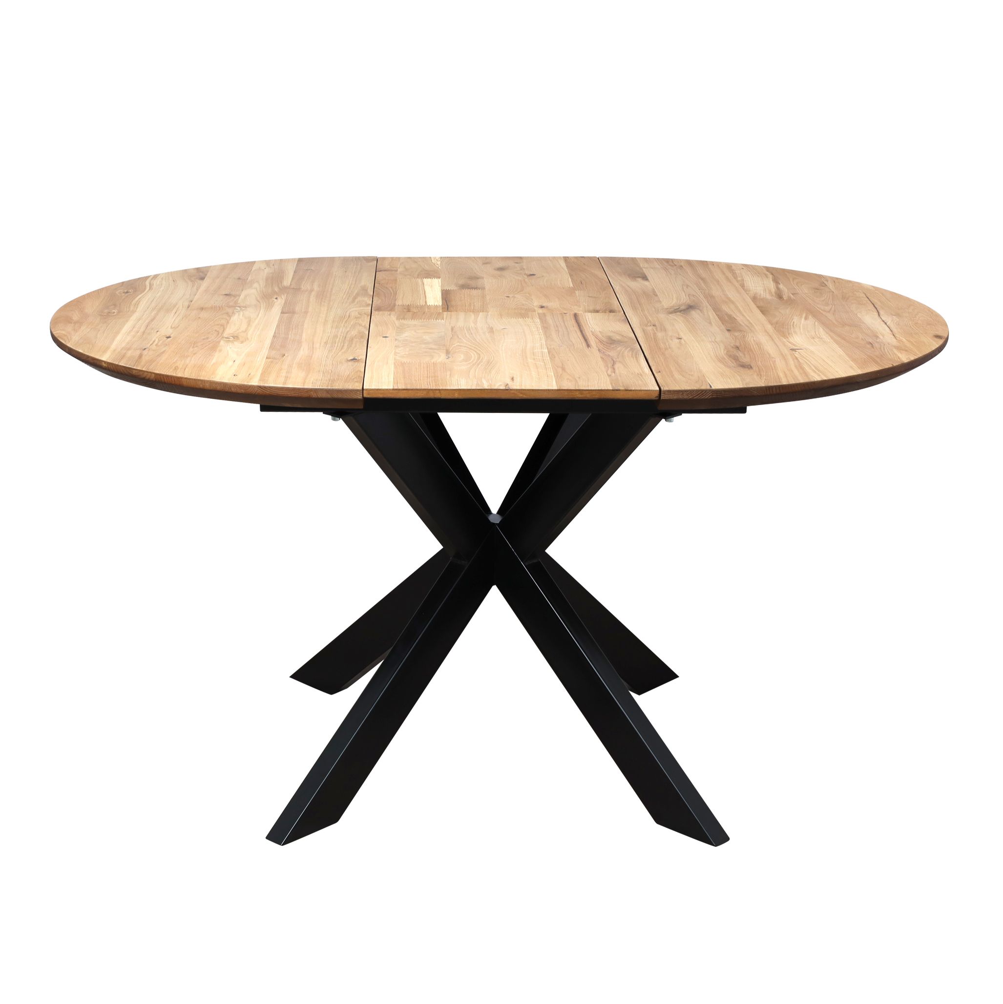 Стол РАУНД раздвижной, d100(140)*75, дуб натуральный/черный (ПрР-4 DSW (02) КСЕ/Р-80)