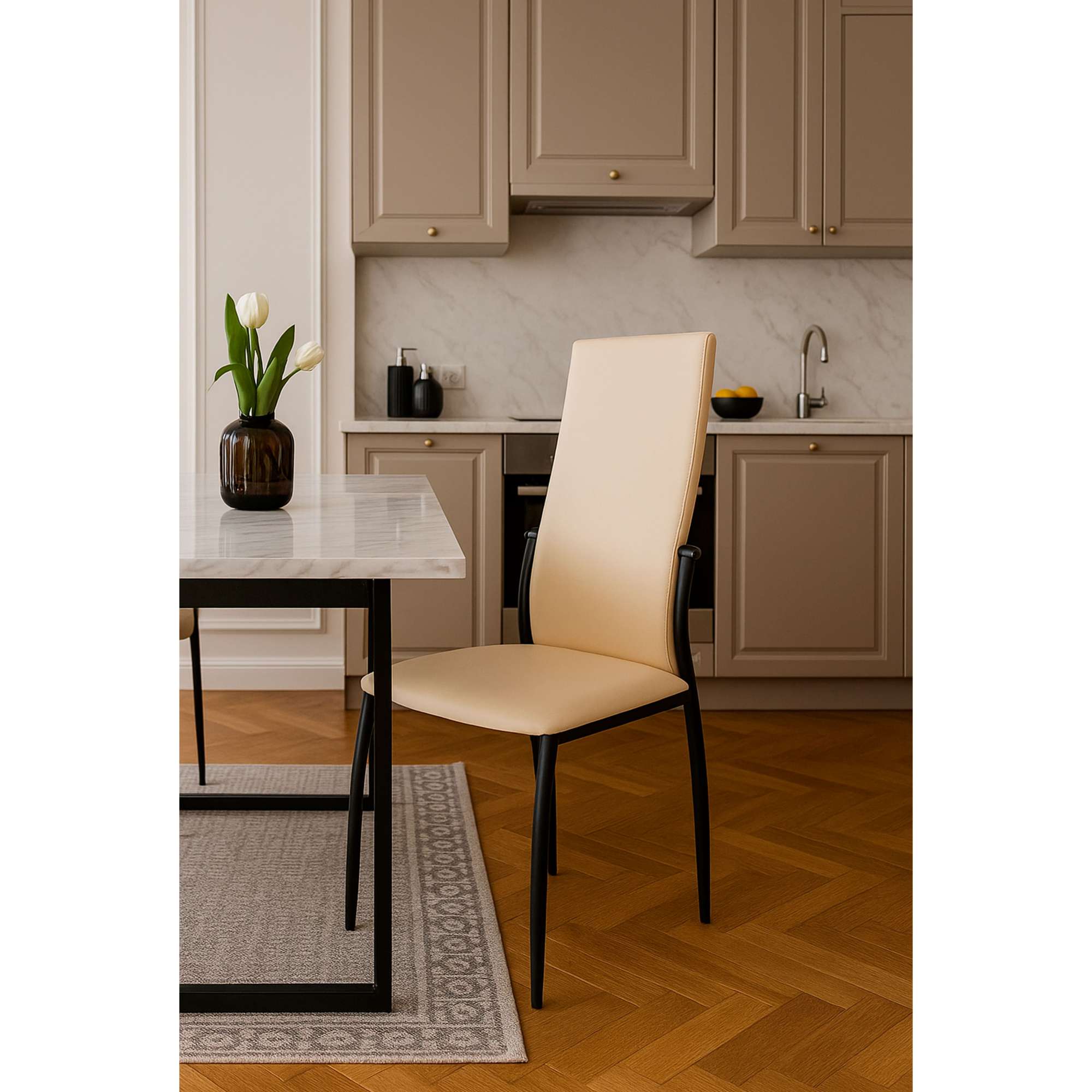 Стул DENVER, экокожа, бежевый TP12/черный