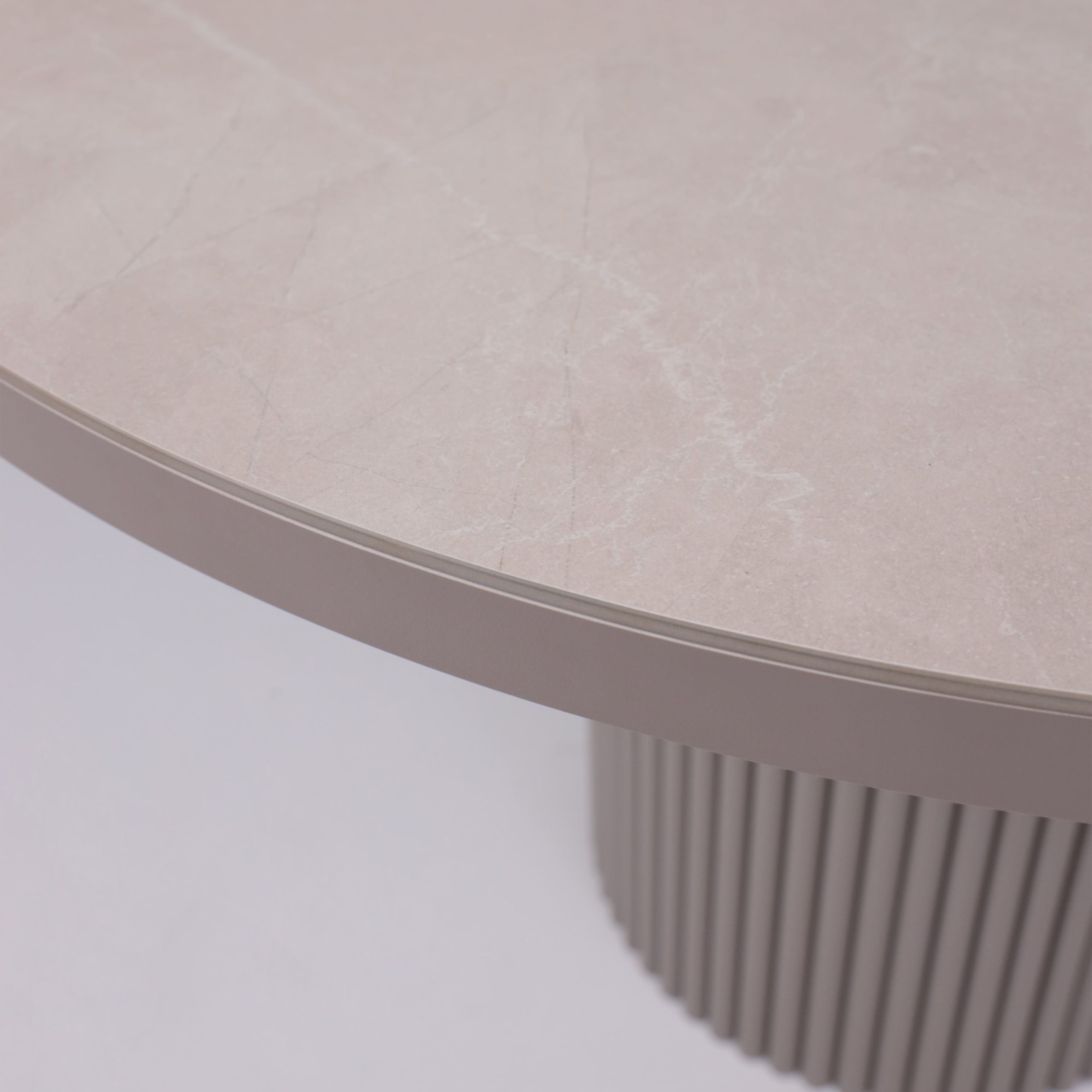 Стол ASKAR ROUND SLIDE-116, раздвижной круглый 116(156), BAYONA IVORY PREMIUM CER/Капучино