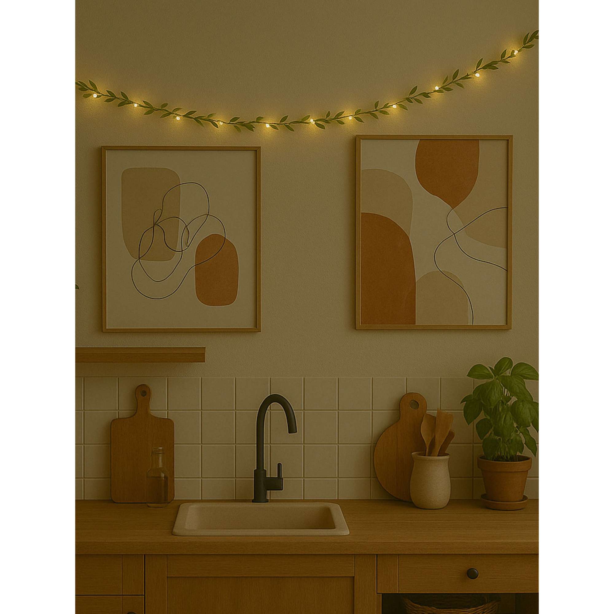 Светодиодная гирлянда AKS тип 5 ( Листочки 40LED, 4м, 3АА )