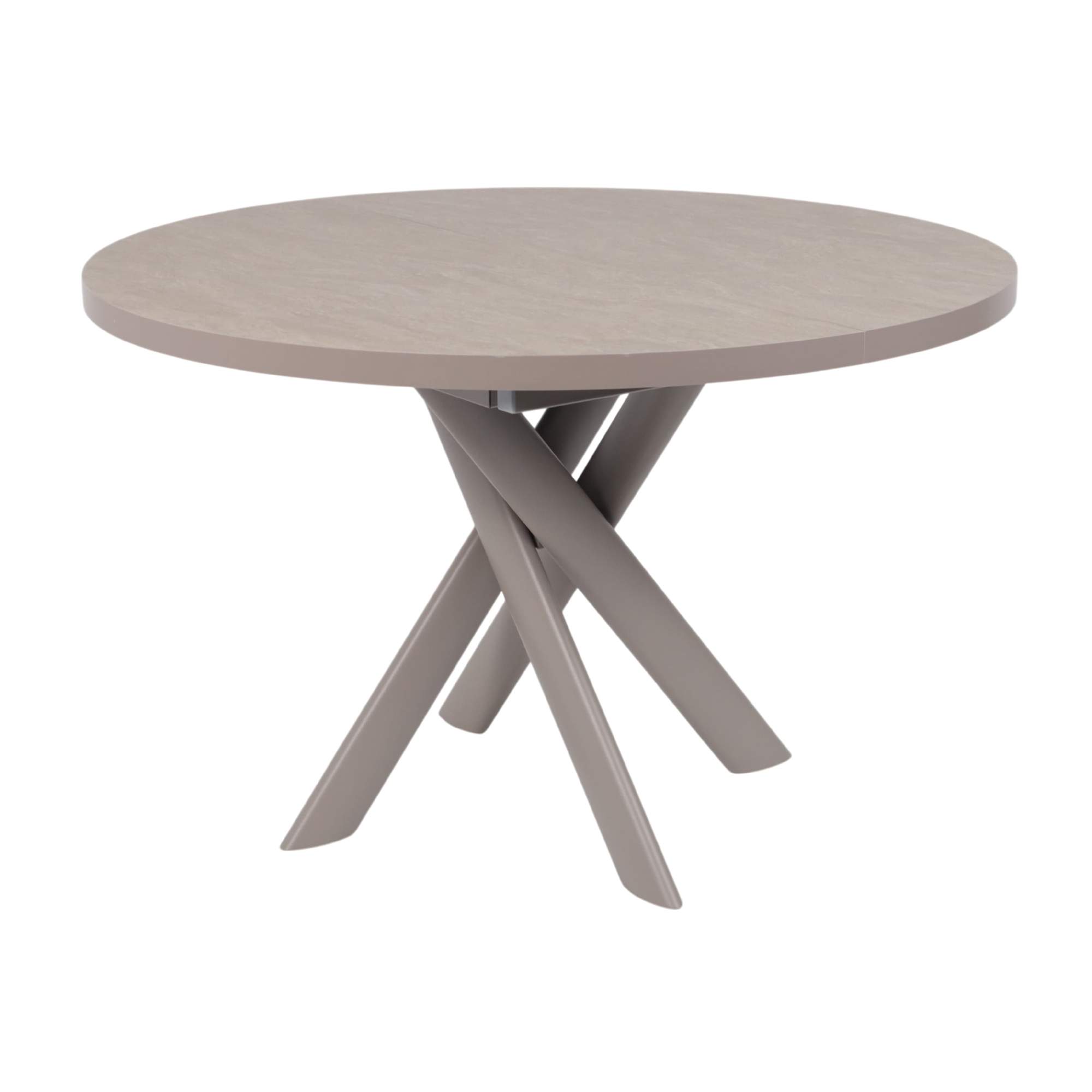 Стол RONALDO-120, круглый раздвижной 120(160), БЕЖЕВЫЙ КАМЕНЬ-HPL/Капучино