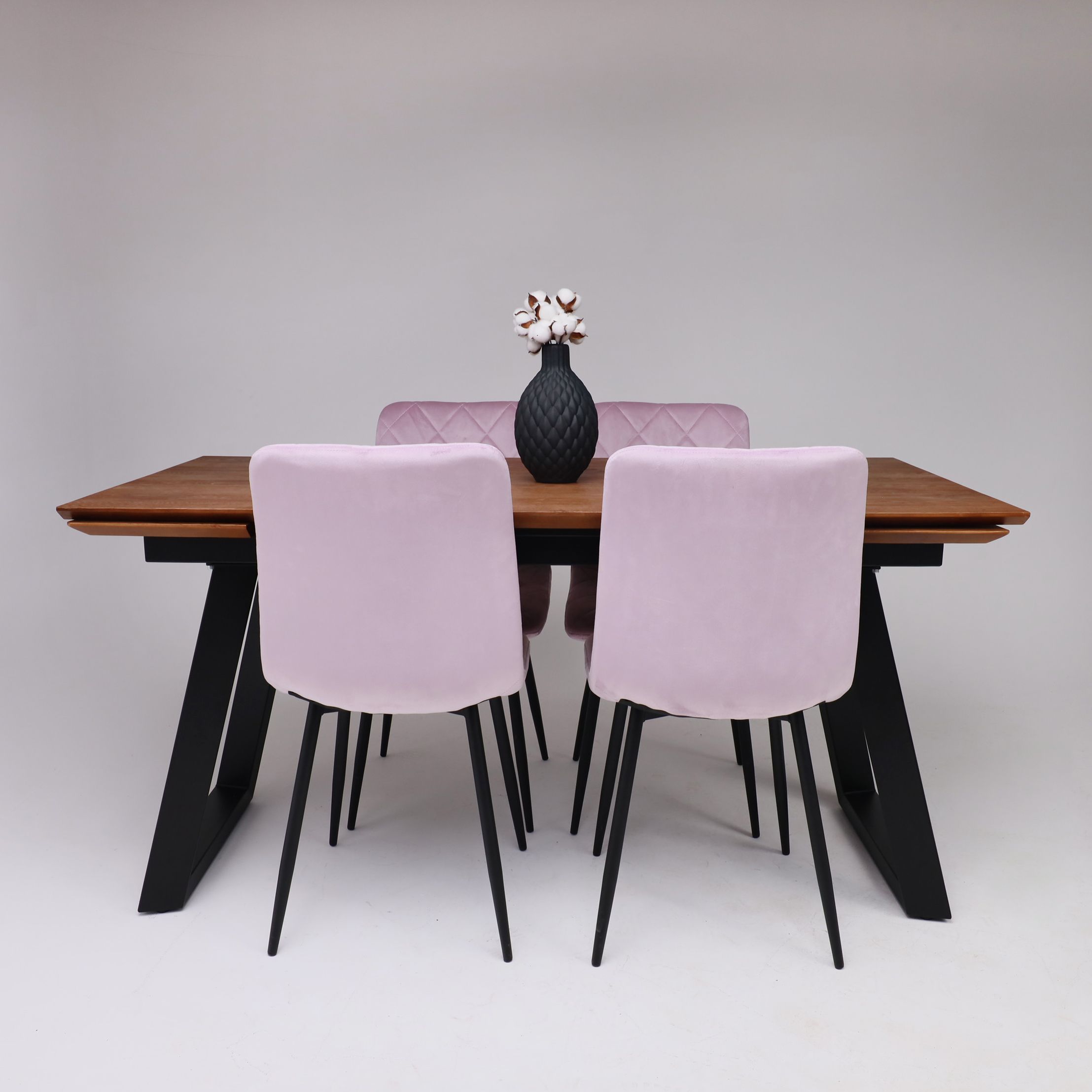 Стол САНГАЙ раздвижной, 160(220)*80*80, дуб мореный/ черный (ПрР-7 DSW (02) ТрН/Р-80)