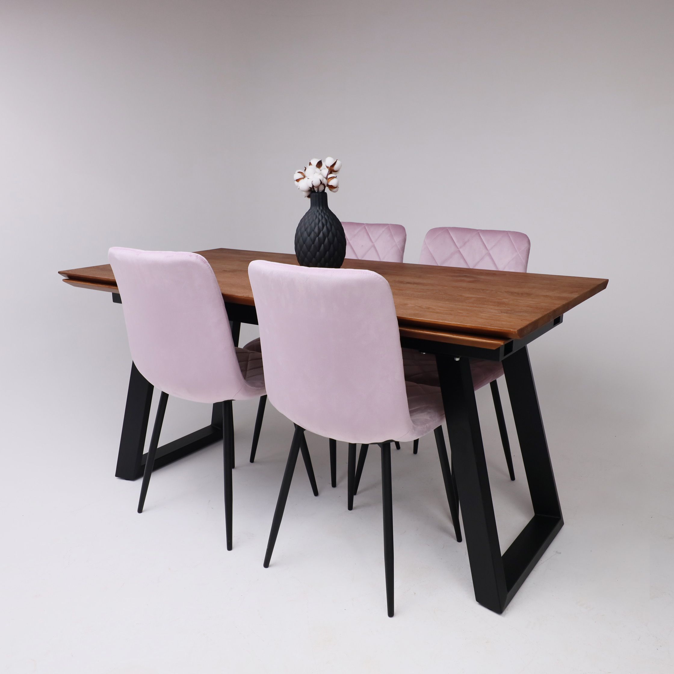 Стол САНГАЙ раздвижной, 160(220)*80*80, дуб мореный/ черный (ПрР-7 DSW (02) ТрН/Р-80)