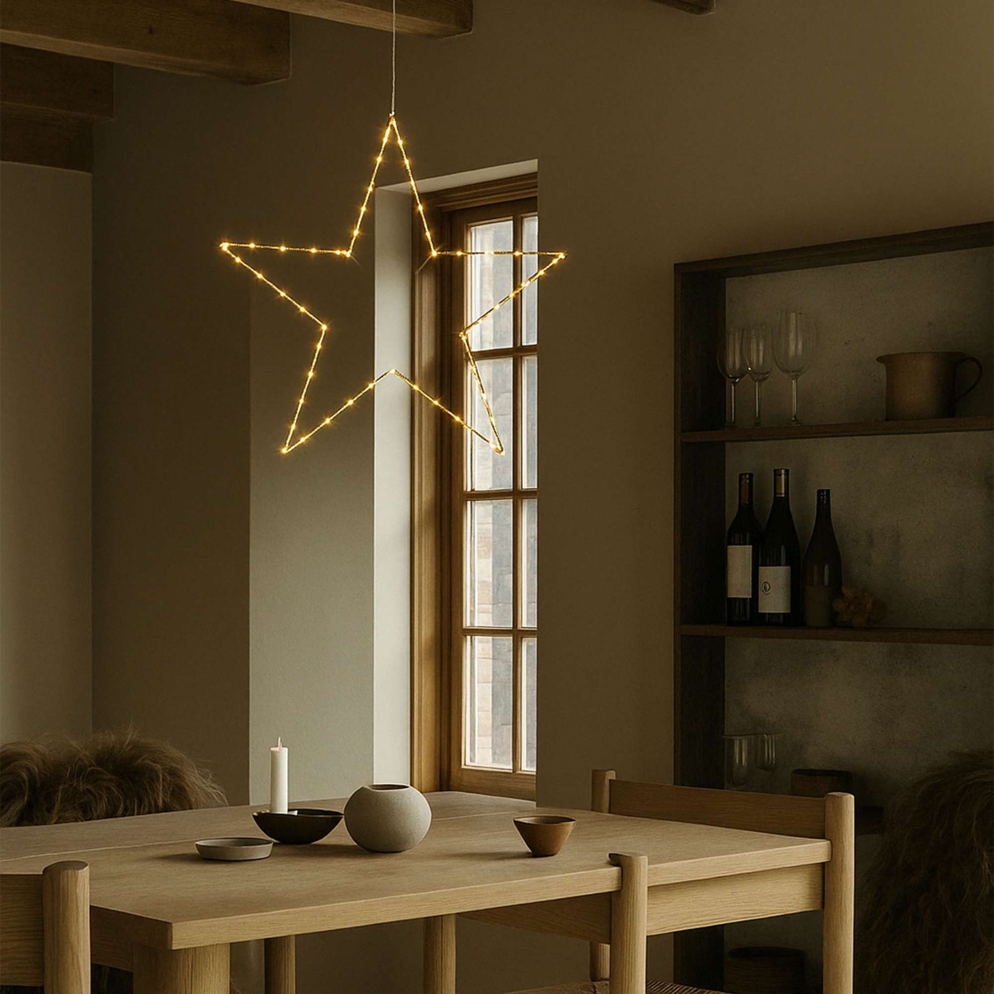 Светодиодный декор AKS тип 4 ( Звезда 40см 104LED, 3АА )