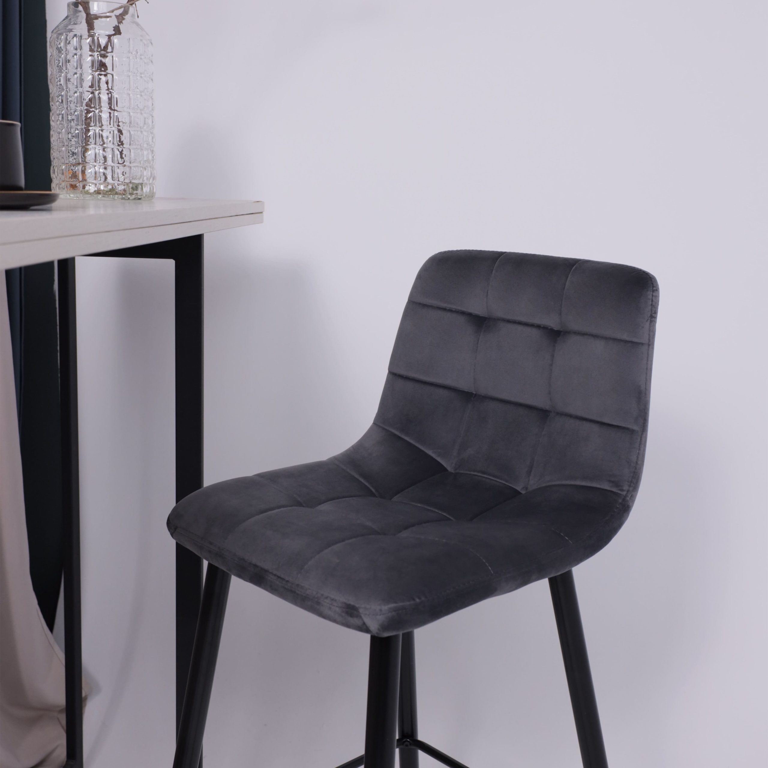 Стул STELLA, барный, серый велюр HLR21/черный