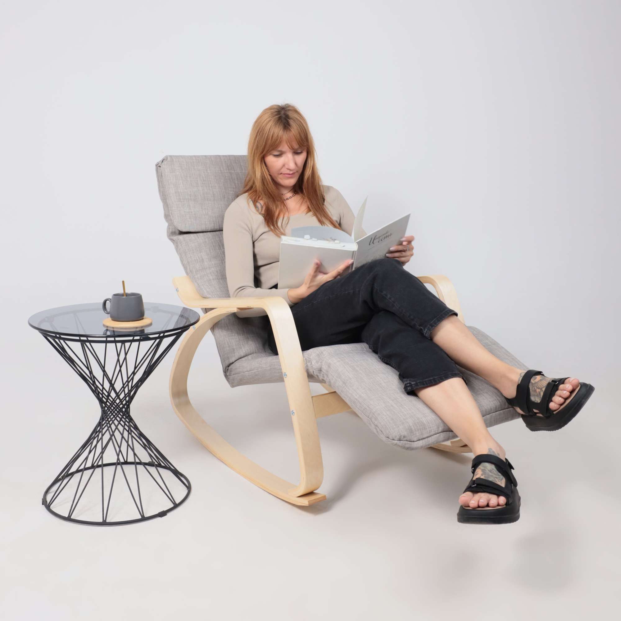 Кресло-качалка SMART, ткань, серый Gray-L