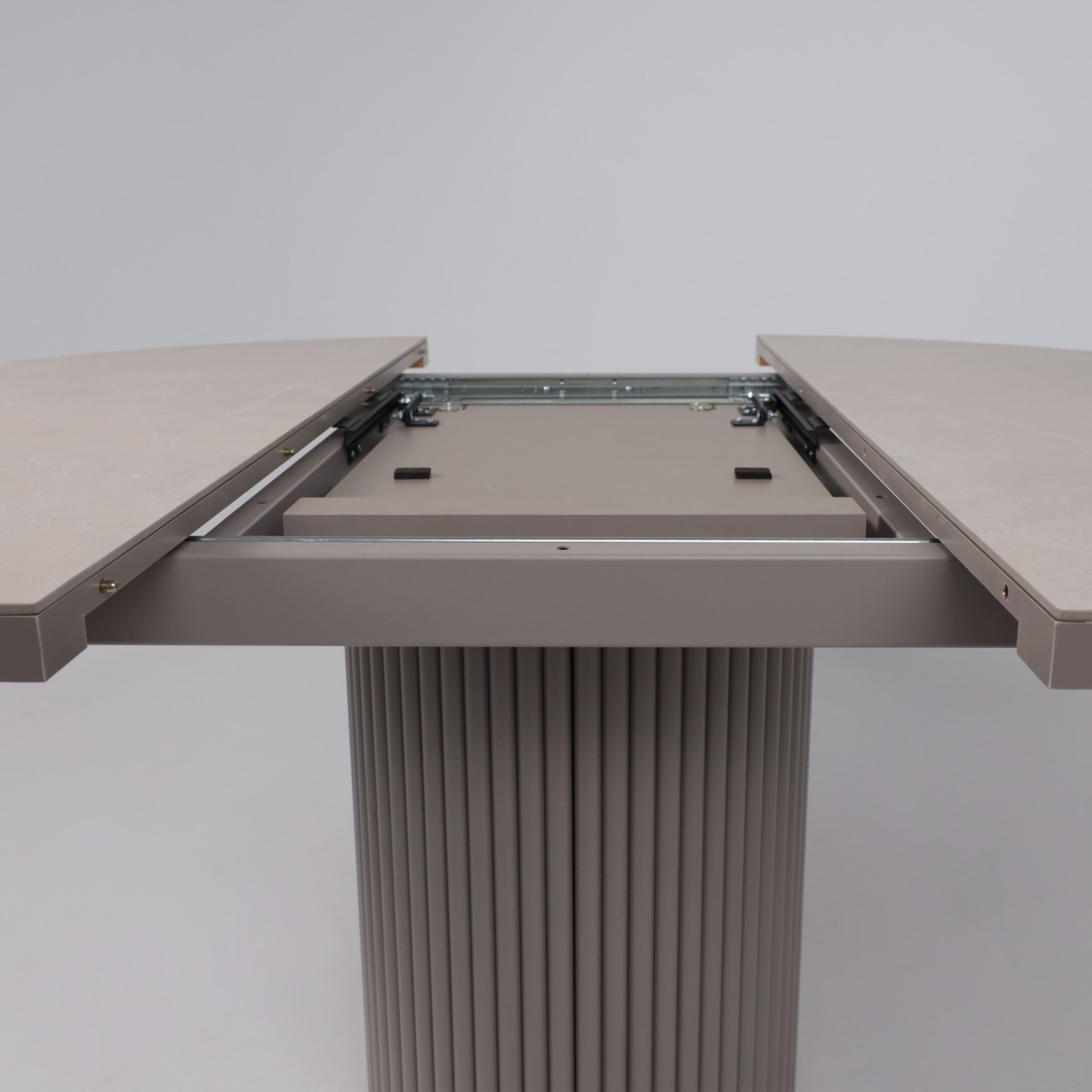 Стол ASKAR ROUND SLIDE-116, раздвижной круглый 116(156), BAYONA IVORY PREMIUM CER/Капучино