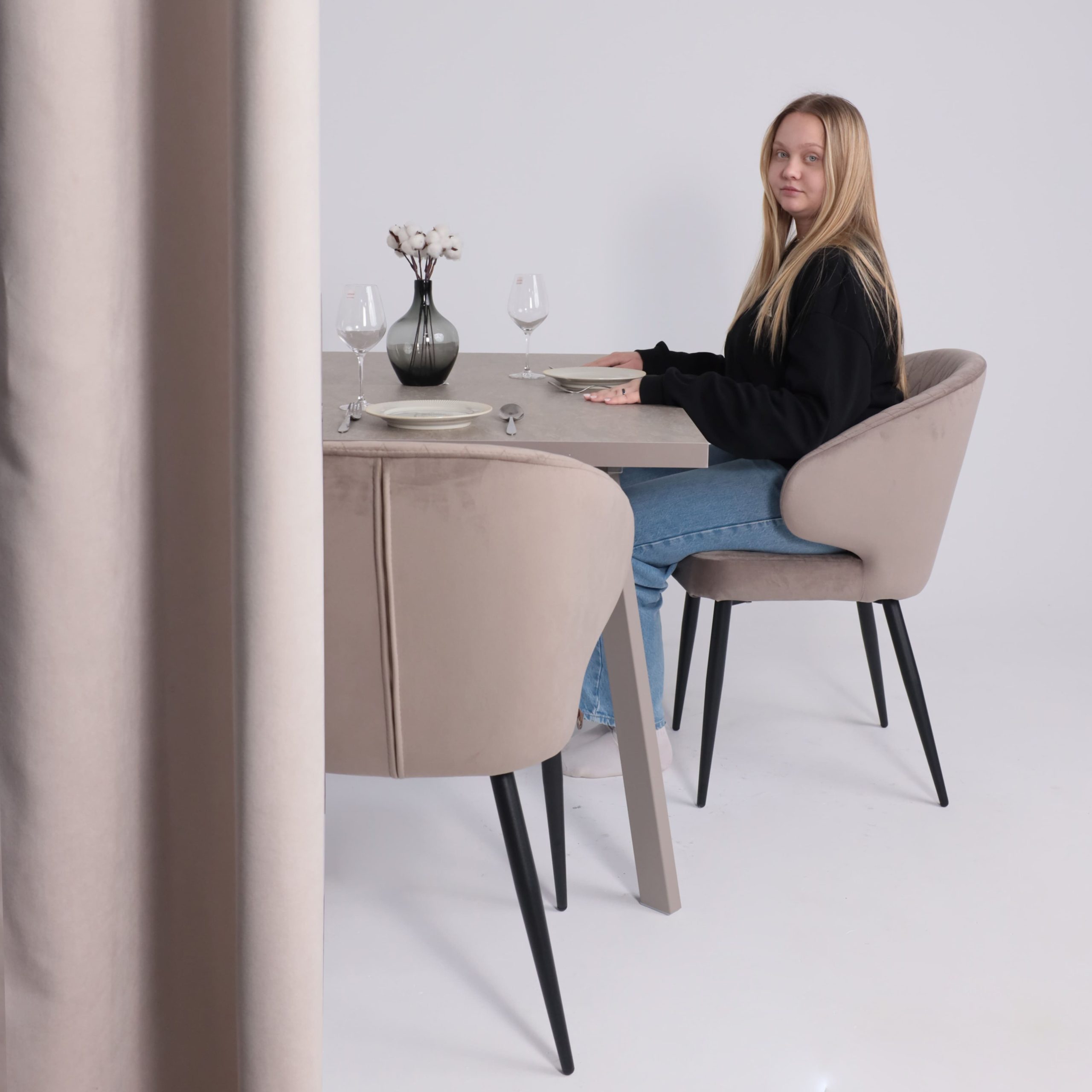 Стол BORG-140, раздвижной 140(180)х85, Бежевый камень-HPL/Капучино