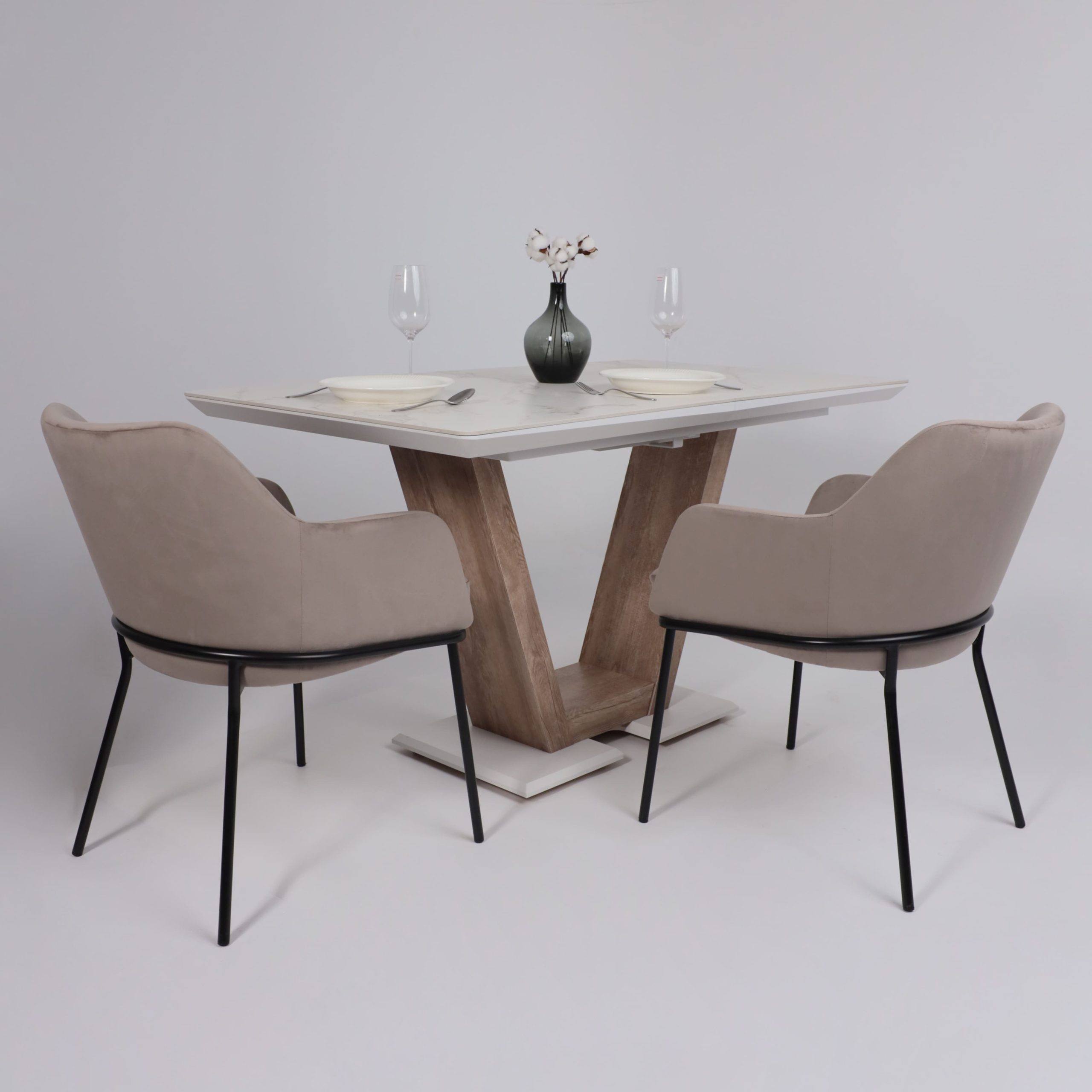 Стол ТОРОНТО, керамика 0 кат. 1400(1715)*800, Камень белый Greys white/Ель умбра