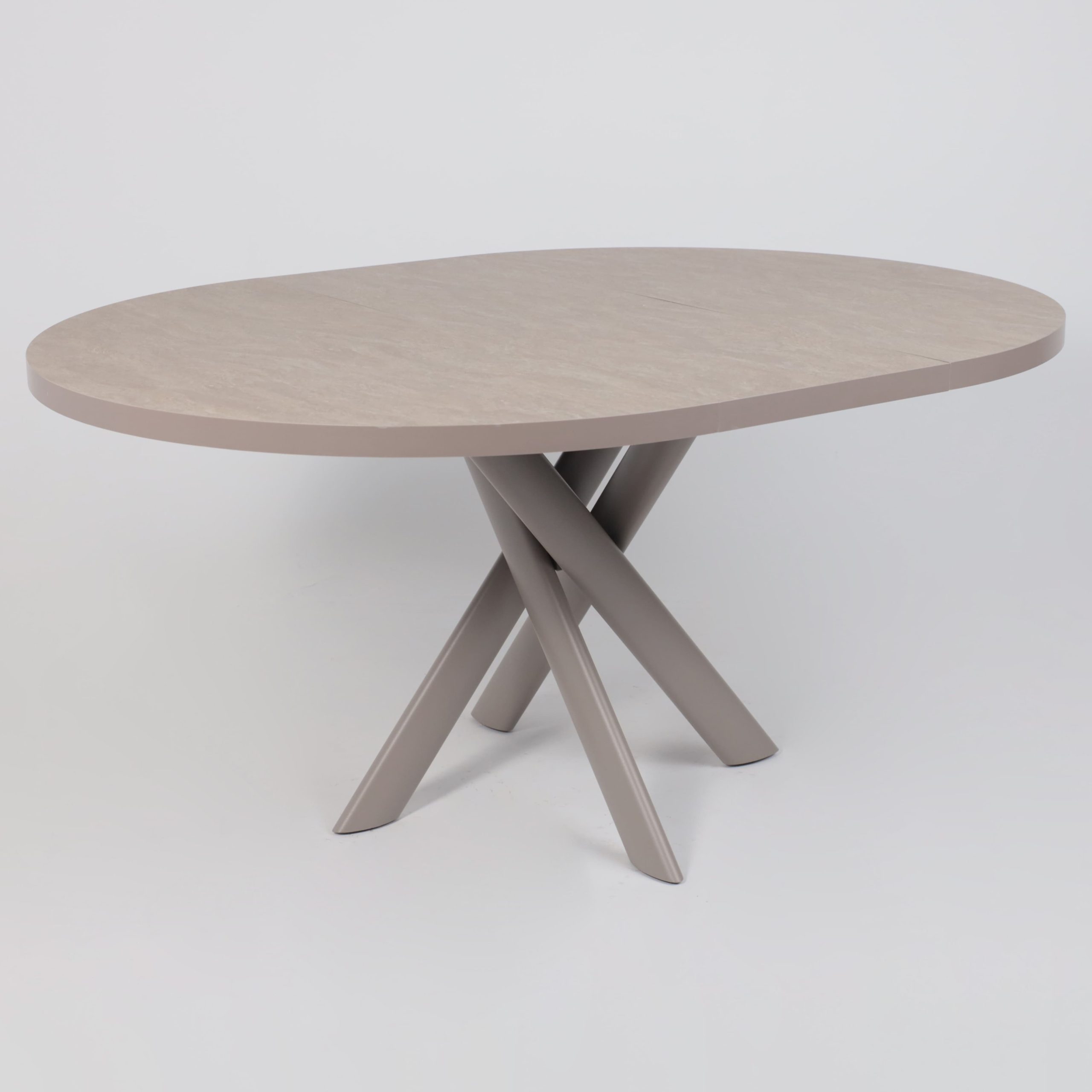 Стол RONALDO-120, круглый раздвижной 120(160), БЕЖЕВЫЙ КАМЕНЬ-HPL/Капучино